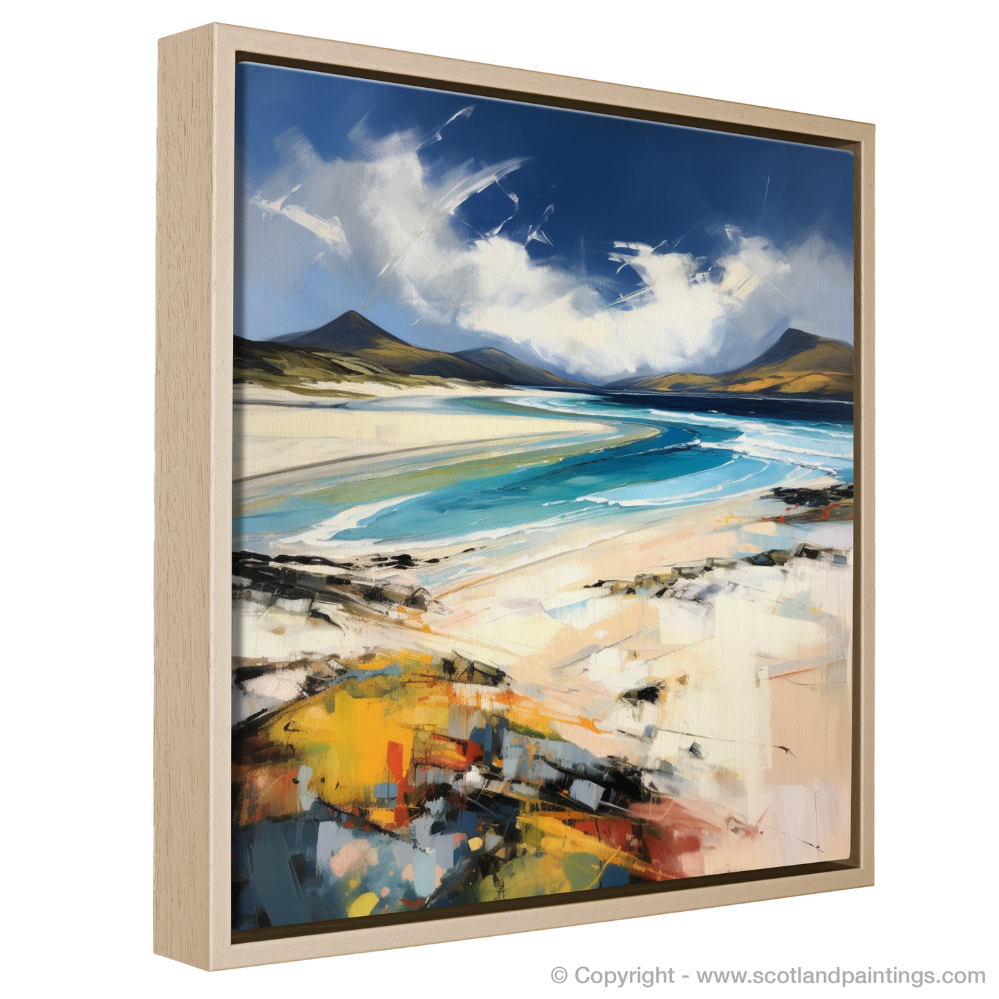 Painting and Art Print of Luskentyre Beach, Isle of Harris entitled "Luskentyre Beach Reverie: An Expressionistic Homage to Scotland's Wild Coast".