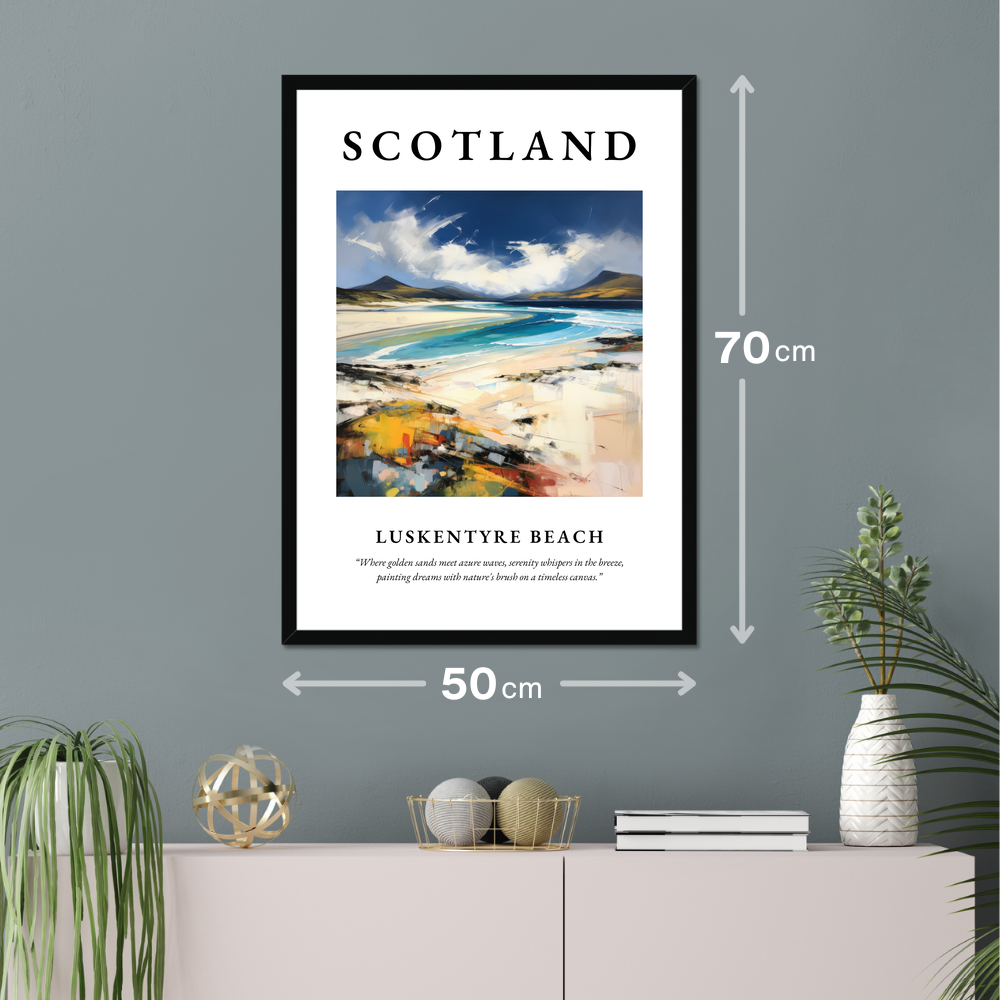 Poster of Luskentyre Beach hanging on a wall