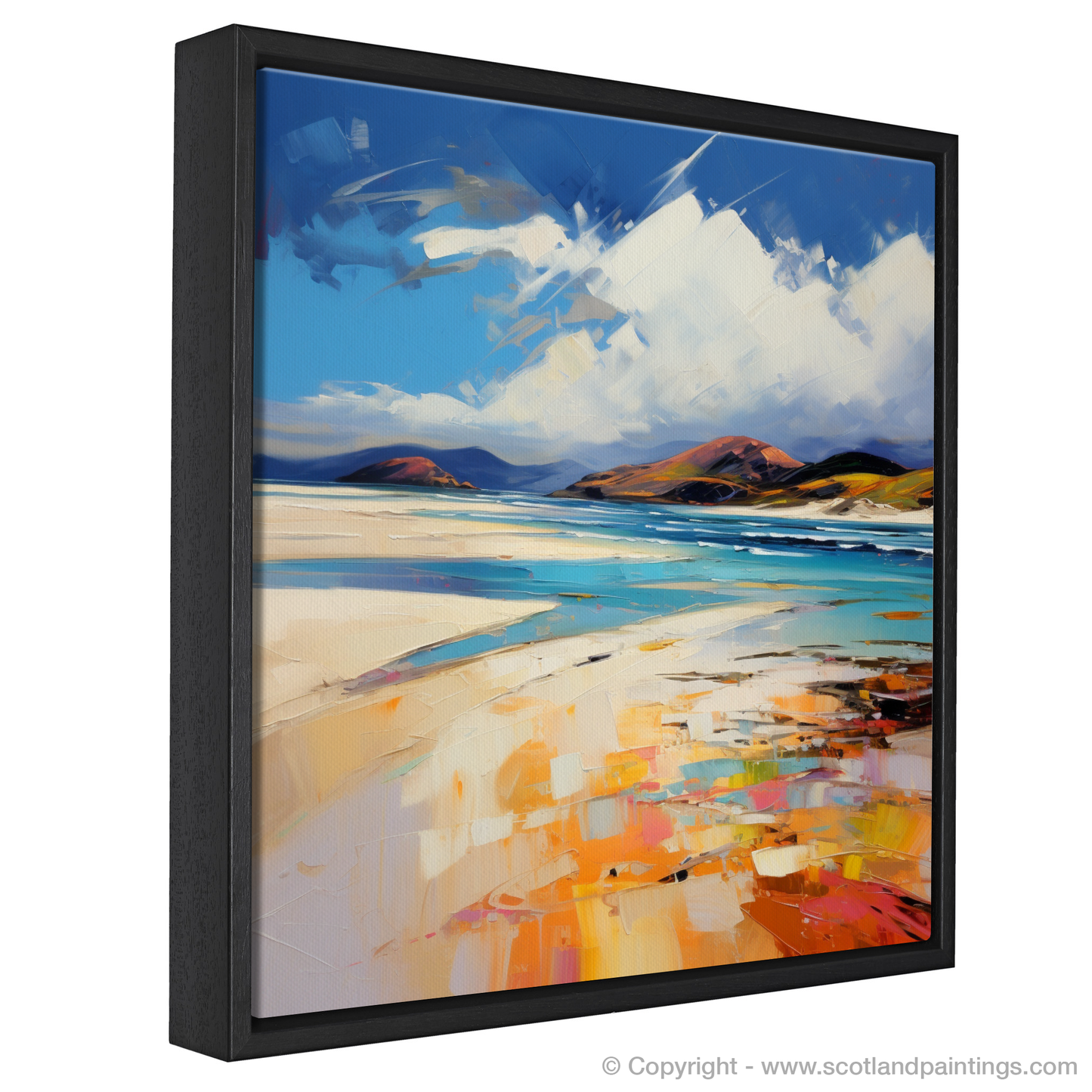 Painting and Art Print of Luskentyre Beach, Isle of Harris entitled "Luskentyre Beach Essence: An Expressionist Ode to Hebridean Splendour".