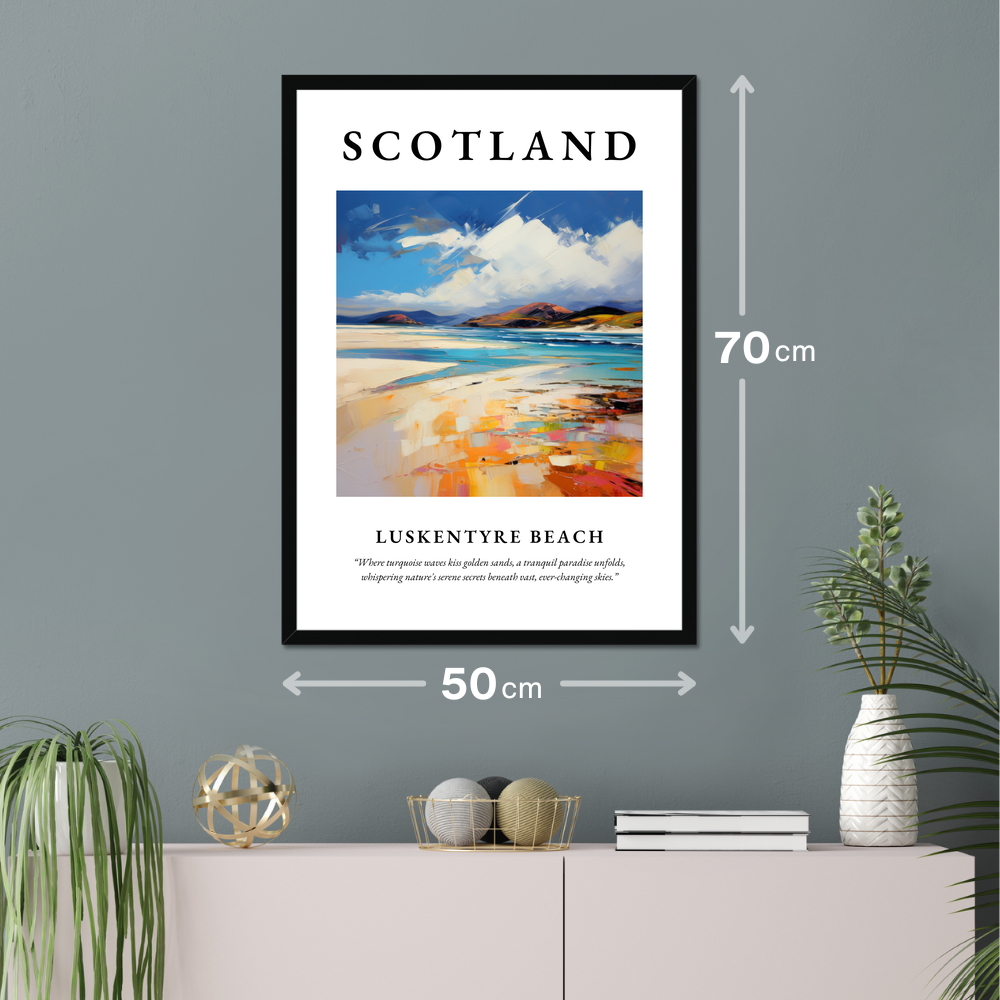 Poster of Luskentyre Beach hanging on a wall