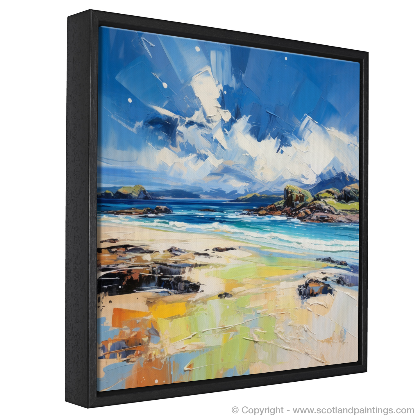 Painting and Art Print of Camusdarach Beach, Arisaig entitled "Camusdarach Beach: An Expressionist Ode to Nature's Dance".