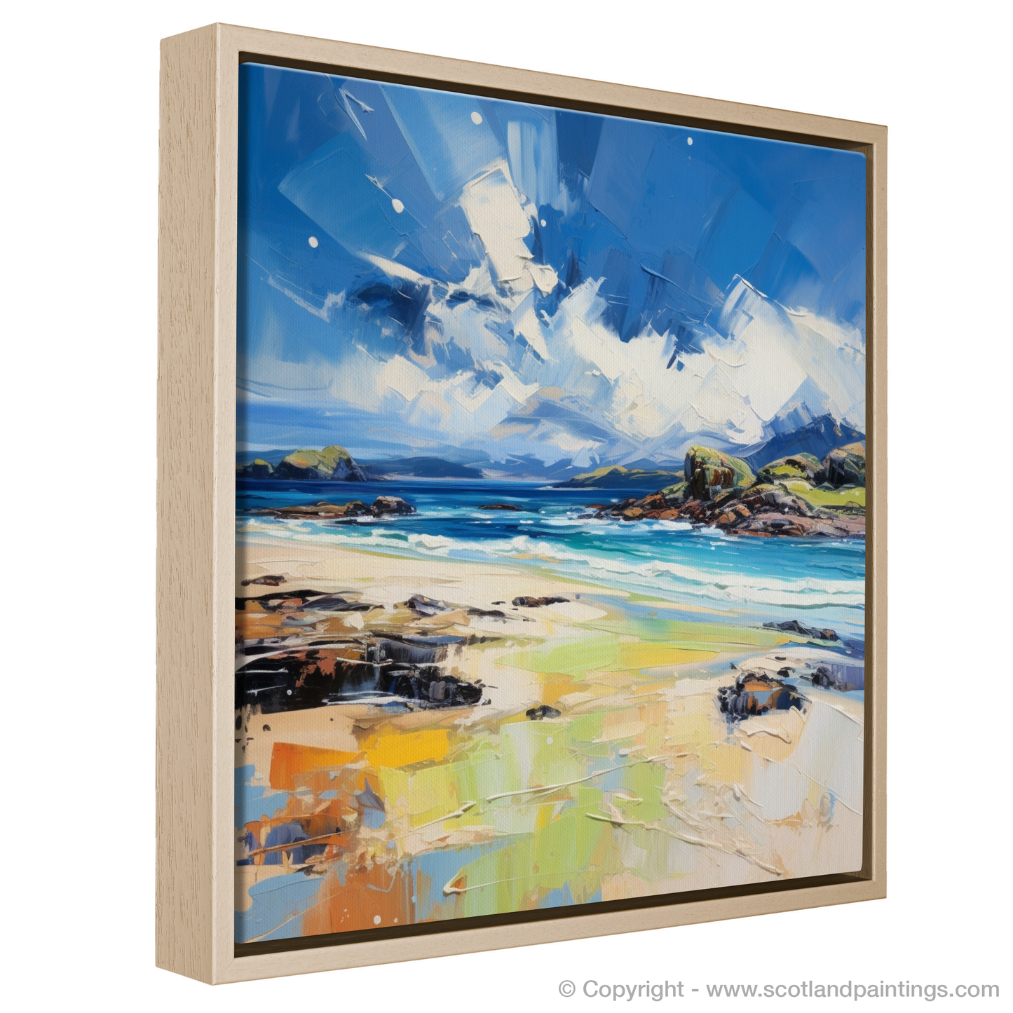 Painting and Art Print of Camusdarach Beach, Arisaig entitled "Camusdarach Beach: An Expressionist Ode to Nature's Dance".