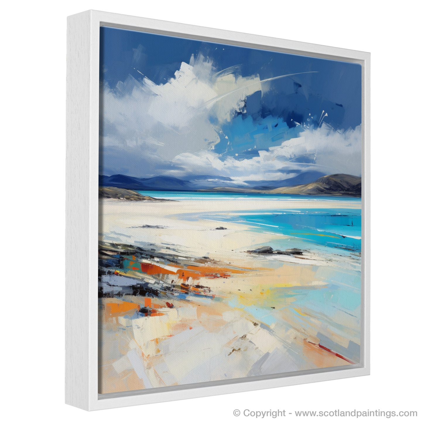 Painting and Art Print of Luskentyre Beach, Isle of Harris. Luskentyre Beach: An Expressionist Ode to Scotland's Wild Coast.