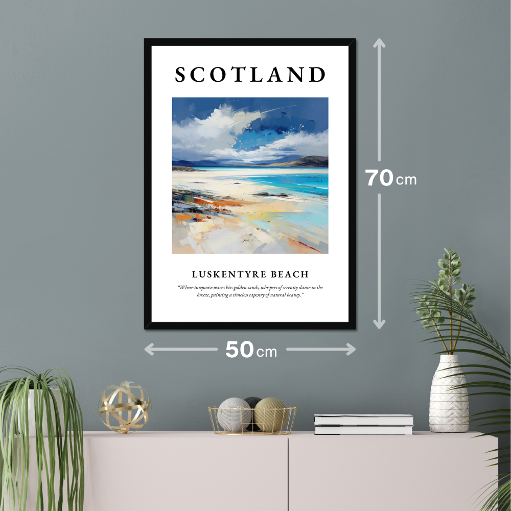 Poster of Luskentyre Beach hanging on a wall