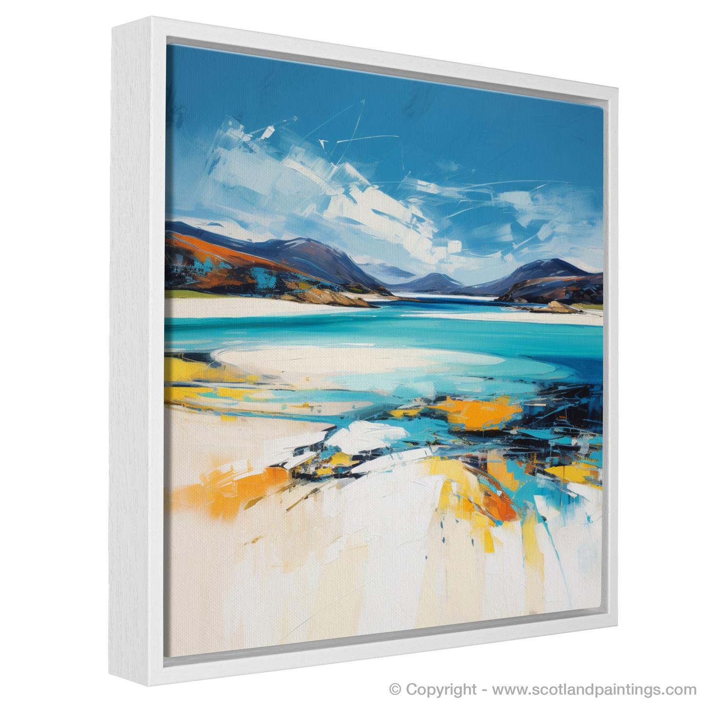 Painting and Art Print of Luskentyre Beach, Isle of Harris entitled "Luskentyre Beach: An Expressionist Ode to the Scottish Coast".