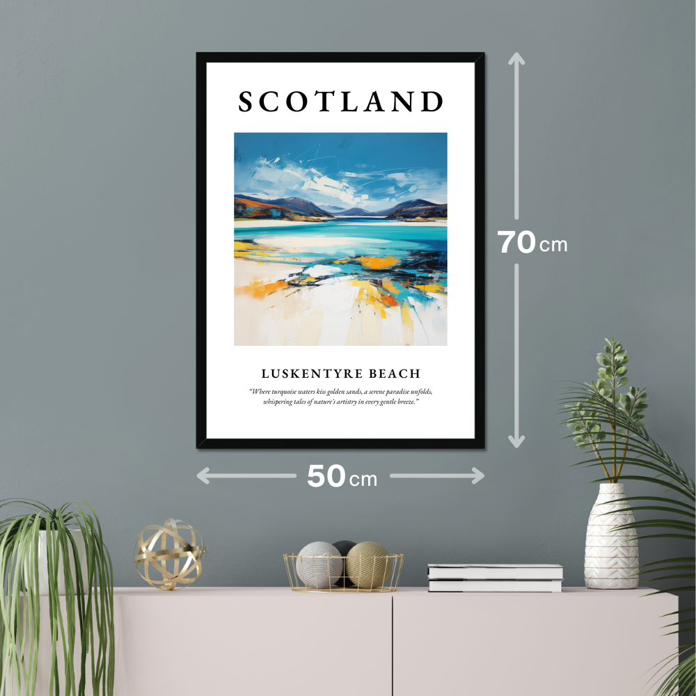 Poster of Luskentyre Beach hanging on a wall