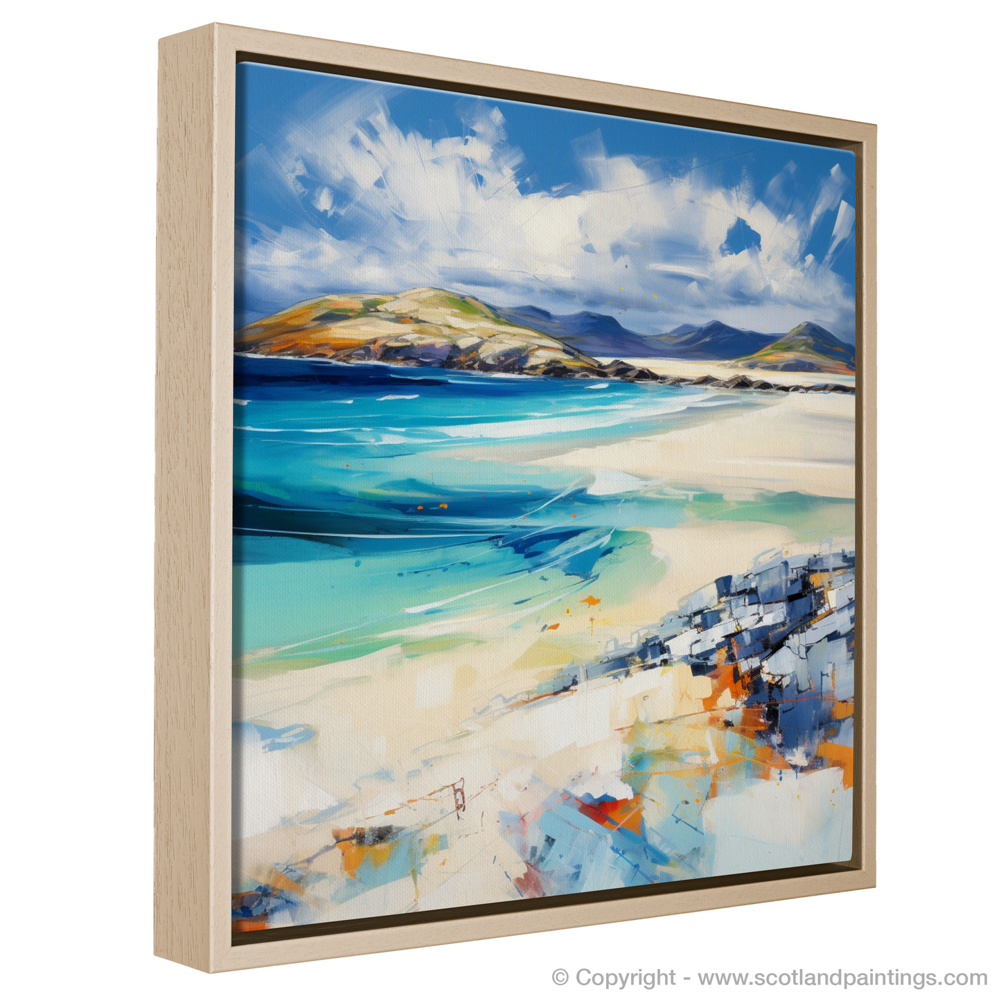 Painting and Art Print of Luskentyre Beach, Isle of Harris entitled "Luskentyre Beach Unleashed: An Expressionist Ode to Hebridean Splendour".