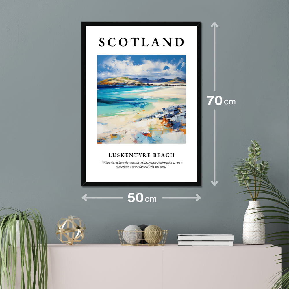 Poster of Luskentyre Beach hanging on a wall