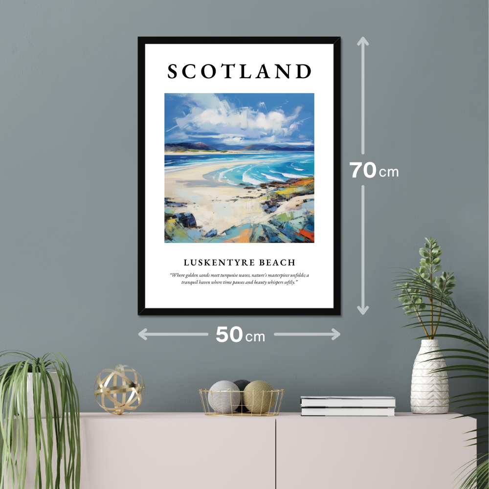 Poster of Luskentyre Beach hanging on a wall