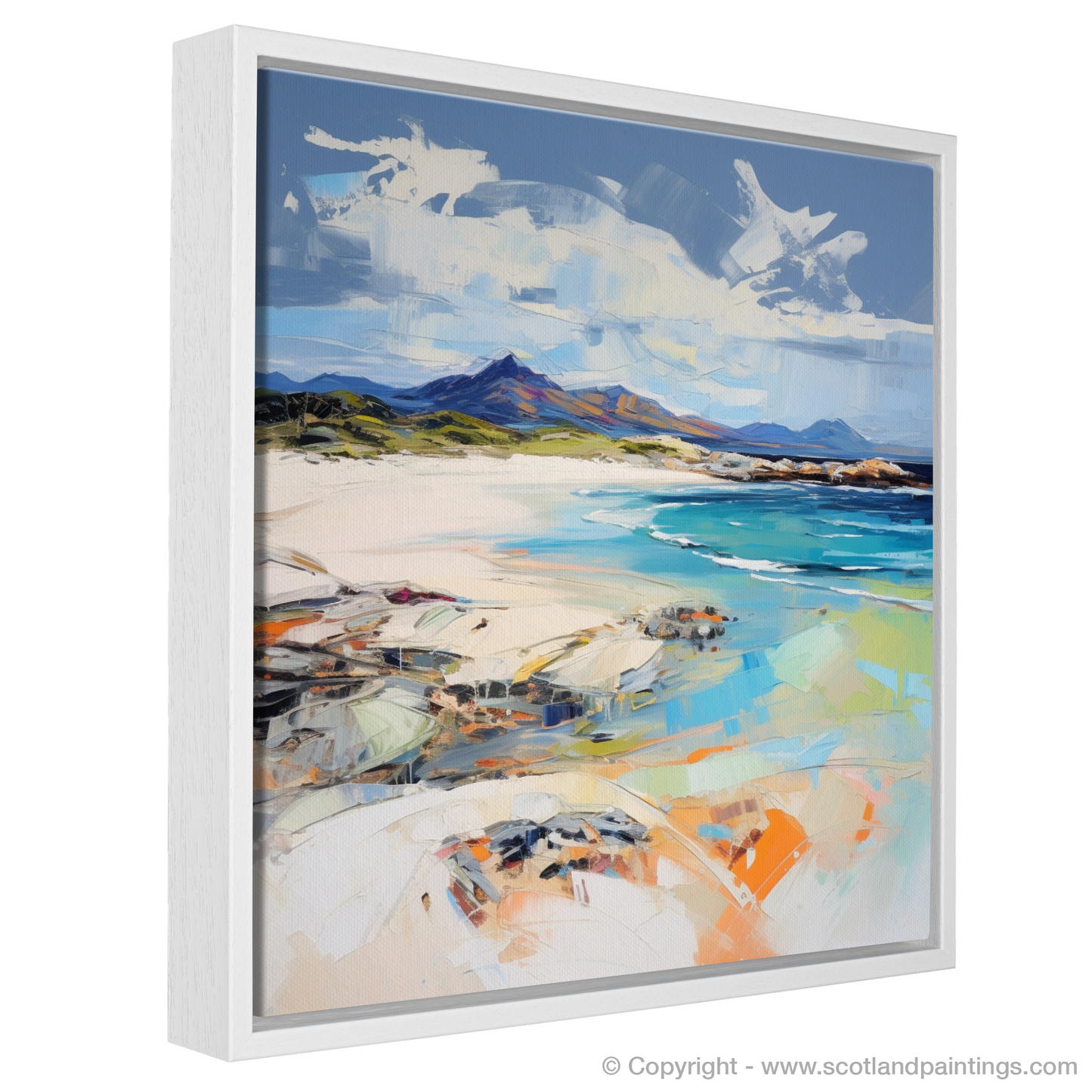 Painting and Art Print of Camusdarach Beach, Arisaig entitled "Captivating Camusdarach: An Expressionist Tribute to Scottish Shores".