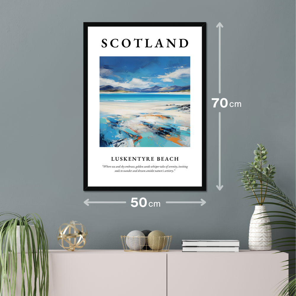 Poster of Luskentyre Beach hanging on a wall