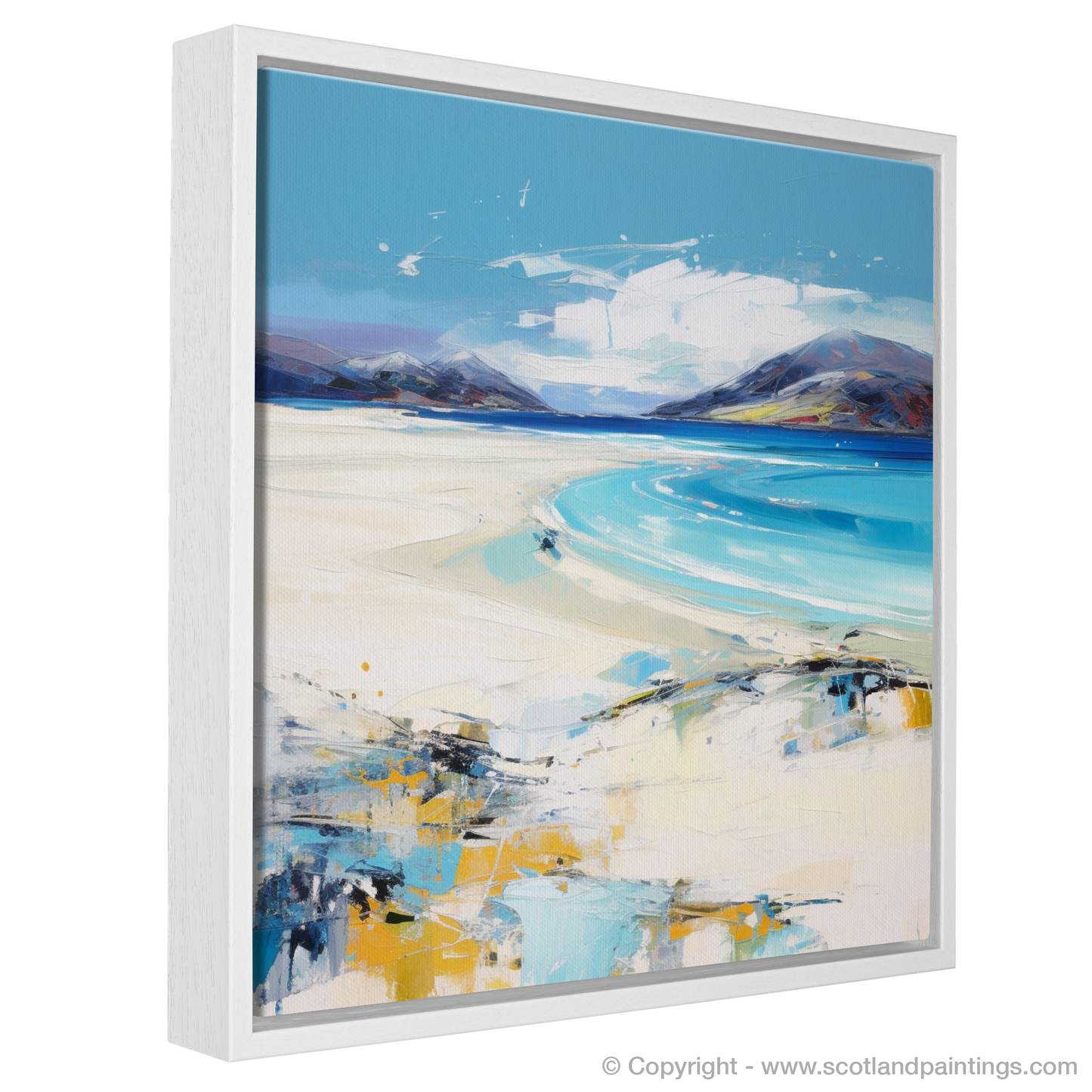 Painting and Art Print of Luskentyre Beach, Isle of Harris entitled "Luskentyre Beach Reverie: An Expressionist Tribute to Scottish Shores".