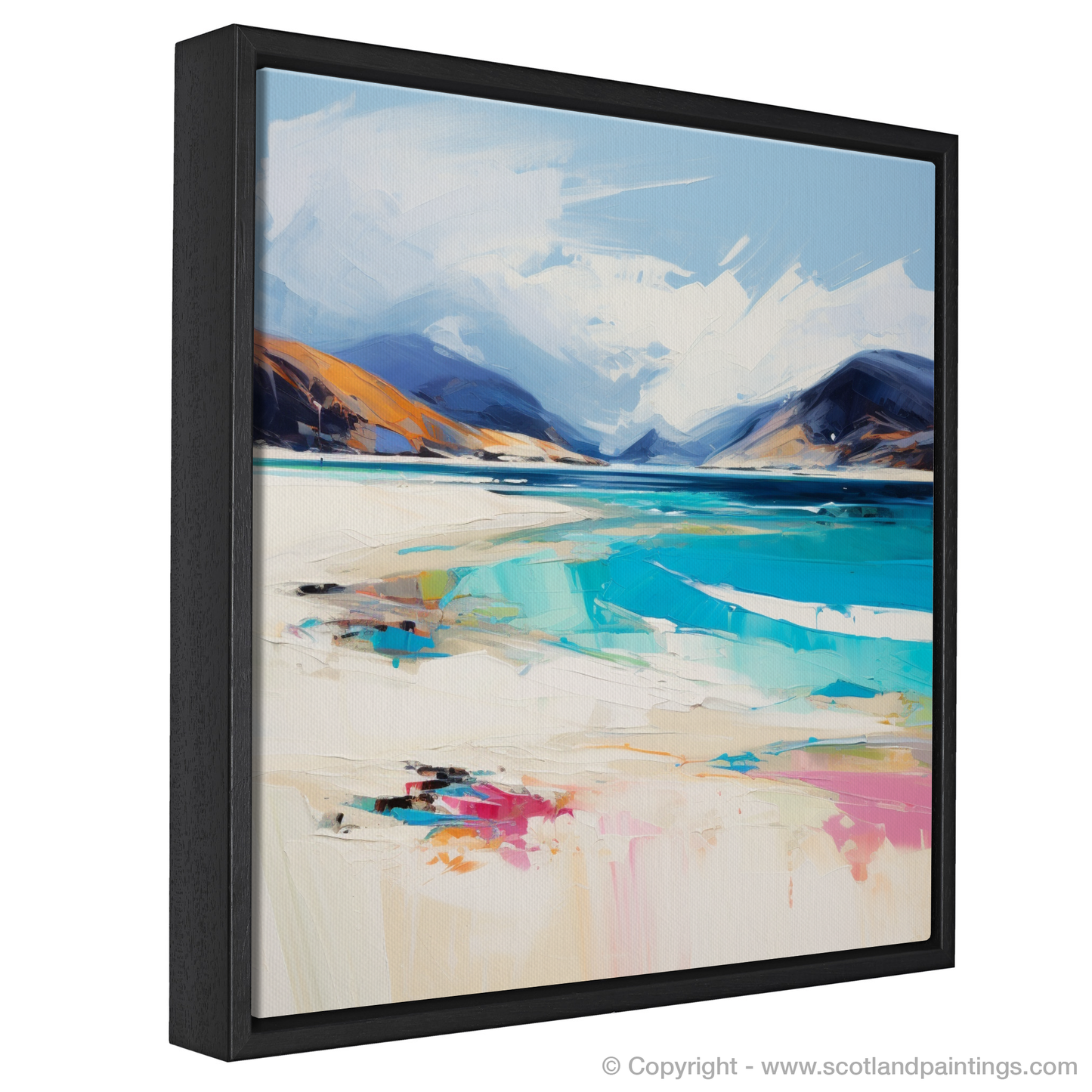 Painting and Art Print of Luskentyre Beach, Isle of Harris entitled "Luskentyre Beach: An Expressionist Ode to the Hebridean Coast".