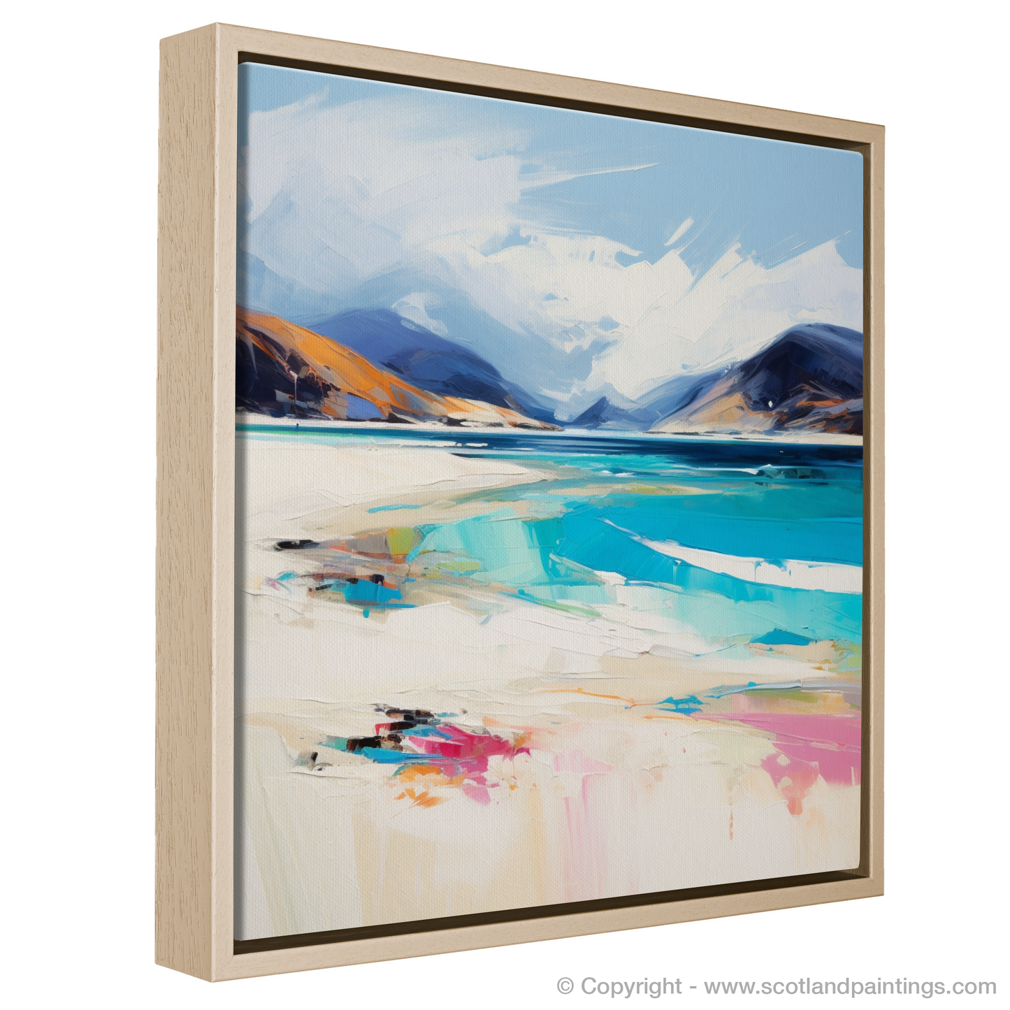 Painting and Art Print of Luskentyre Beach, Isle of Harris entitled "Luskentyre Beach: An Expressionist Ode to the Hebridean Coast".