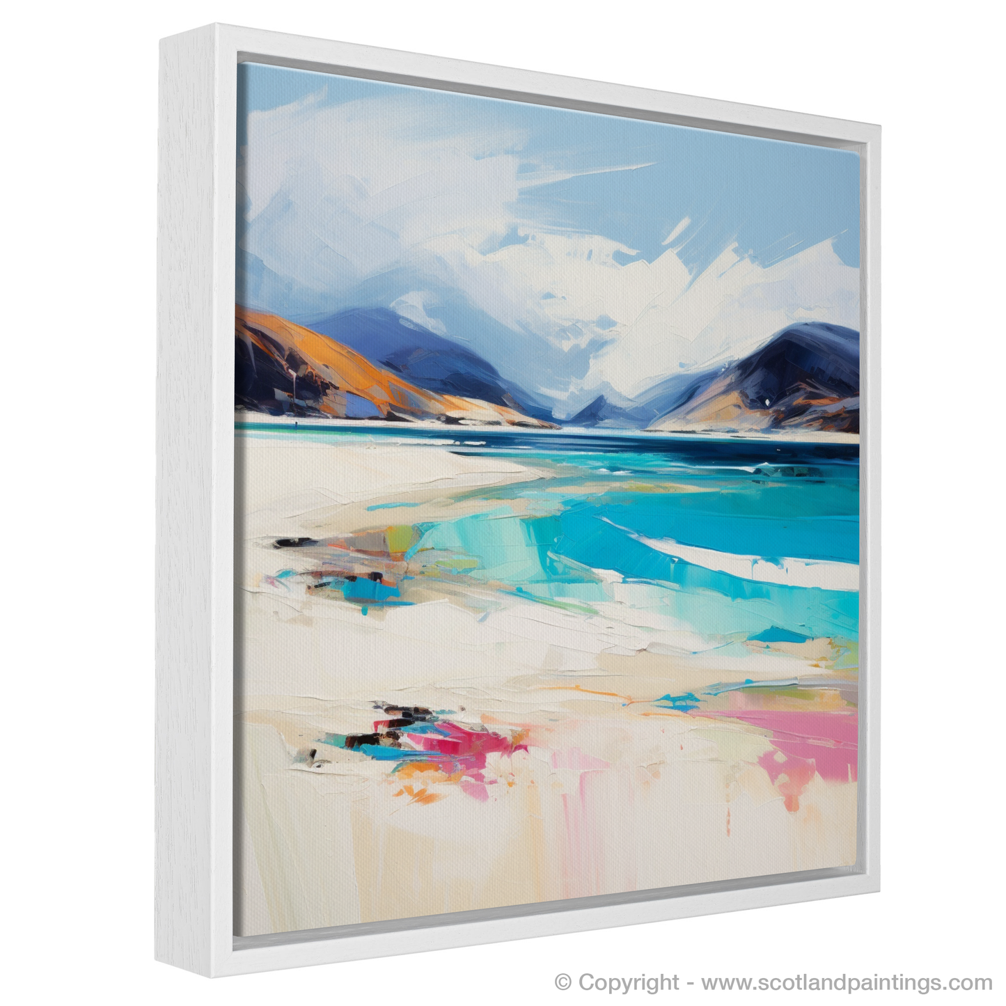 Painting and Art Print of Luskentyre Beach, Isle of Harris entitled "Luskentyre Beach: An Expressionist Ode to the Hebridean Coast".