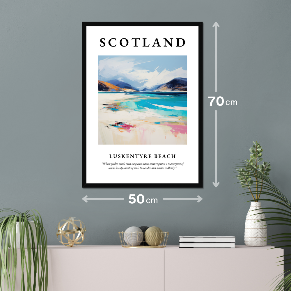 Poster of Luskentyre Beach hanging on a wall