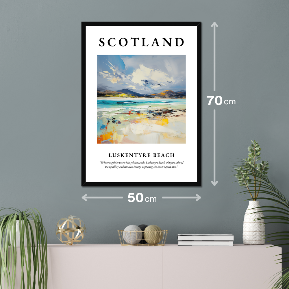 Poster of Luskentyre Beach hanging on a wall