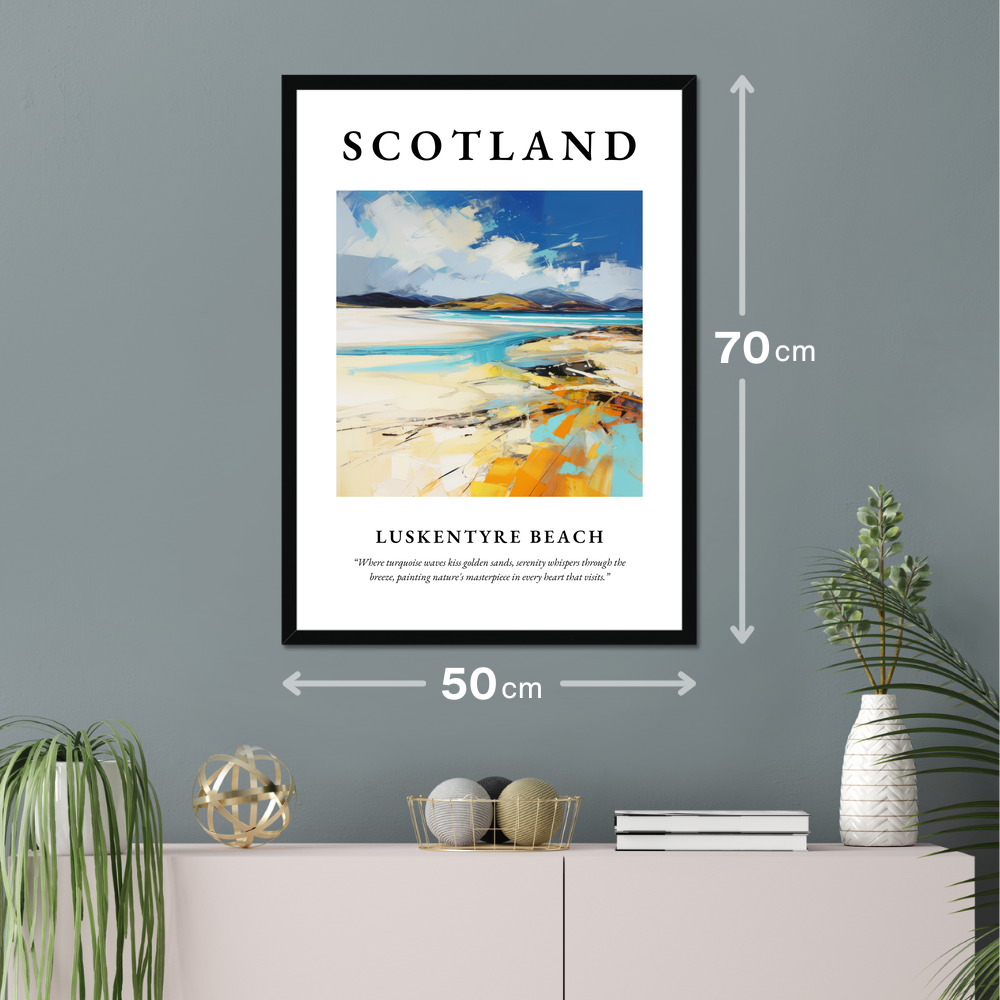 Poster of Luskentyre Beach hanging on a wall