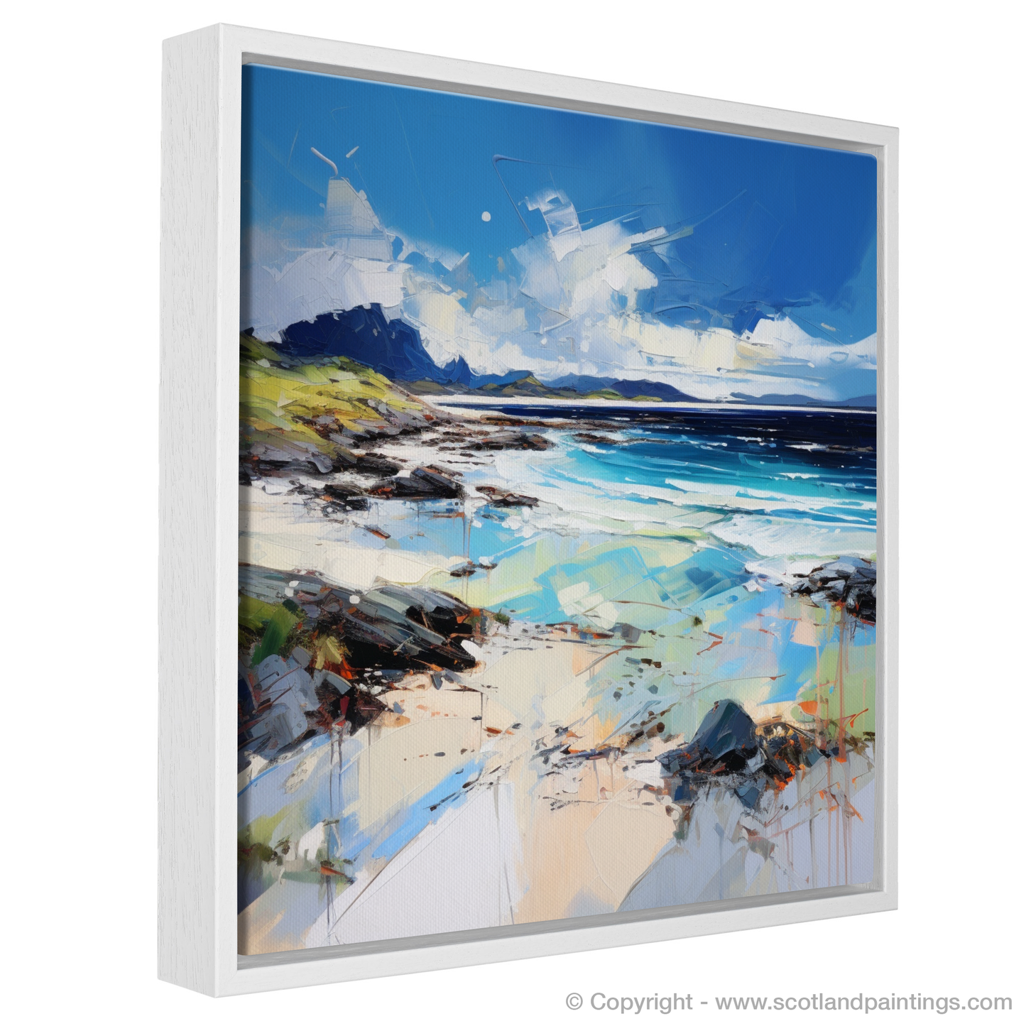 Painting and Art Print of Camusdarach Beach, Arisaig entitled "Captivating Camusdarach: An Expressionist Ode to Scotland's Coastline".