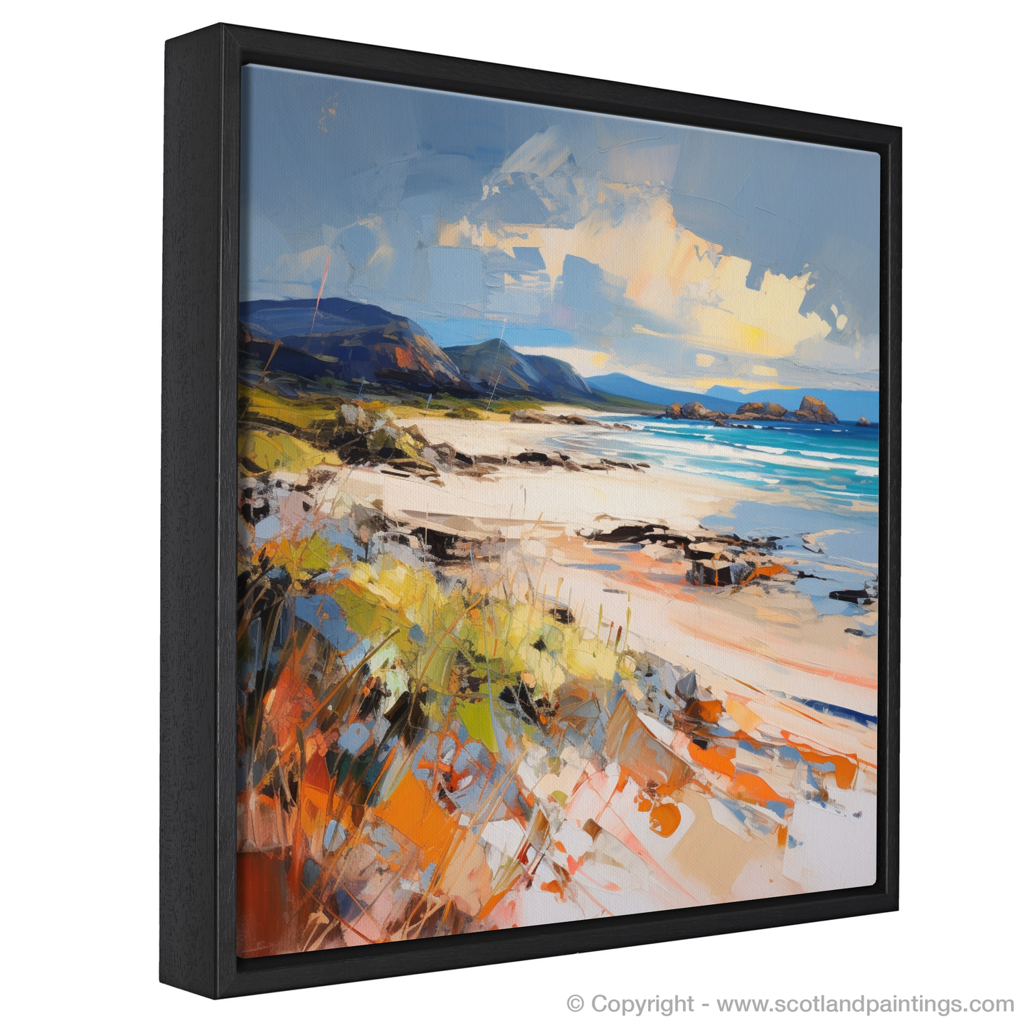 Painting and Art Print of Camusdarach Beach, Arisaig entitled "Camusdarach Beach Emotions: An Expressionist Ode to Scottish Shores".