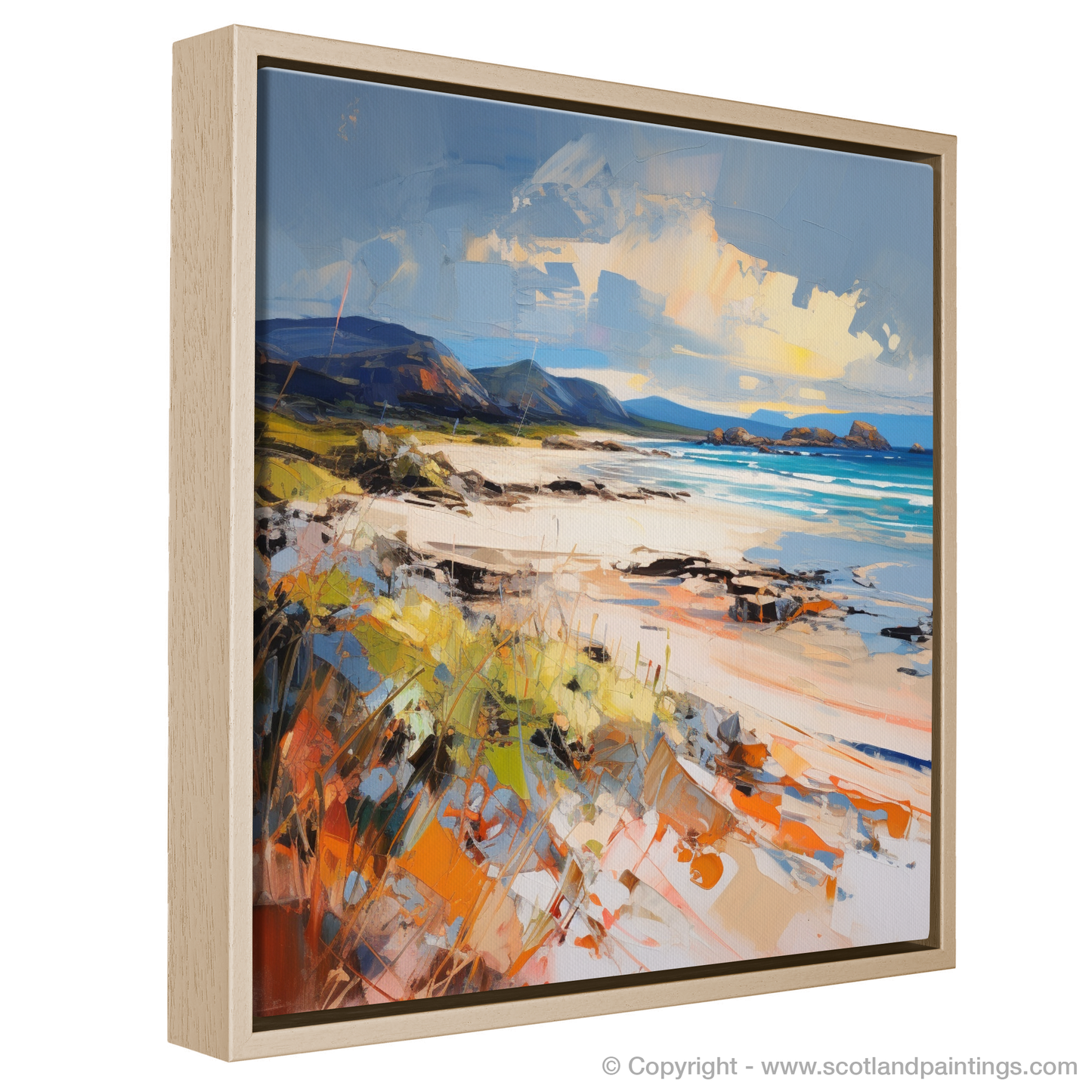 Painting and Art Print of Camusdarach Beach, Arisaig entitled "Camusdarach Beach Emotions: An Expressionist Ode to Scottish Shores".