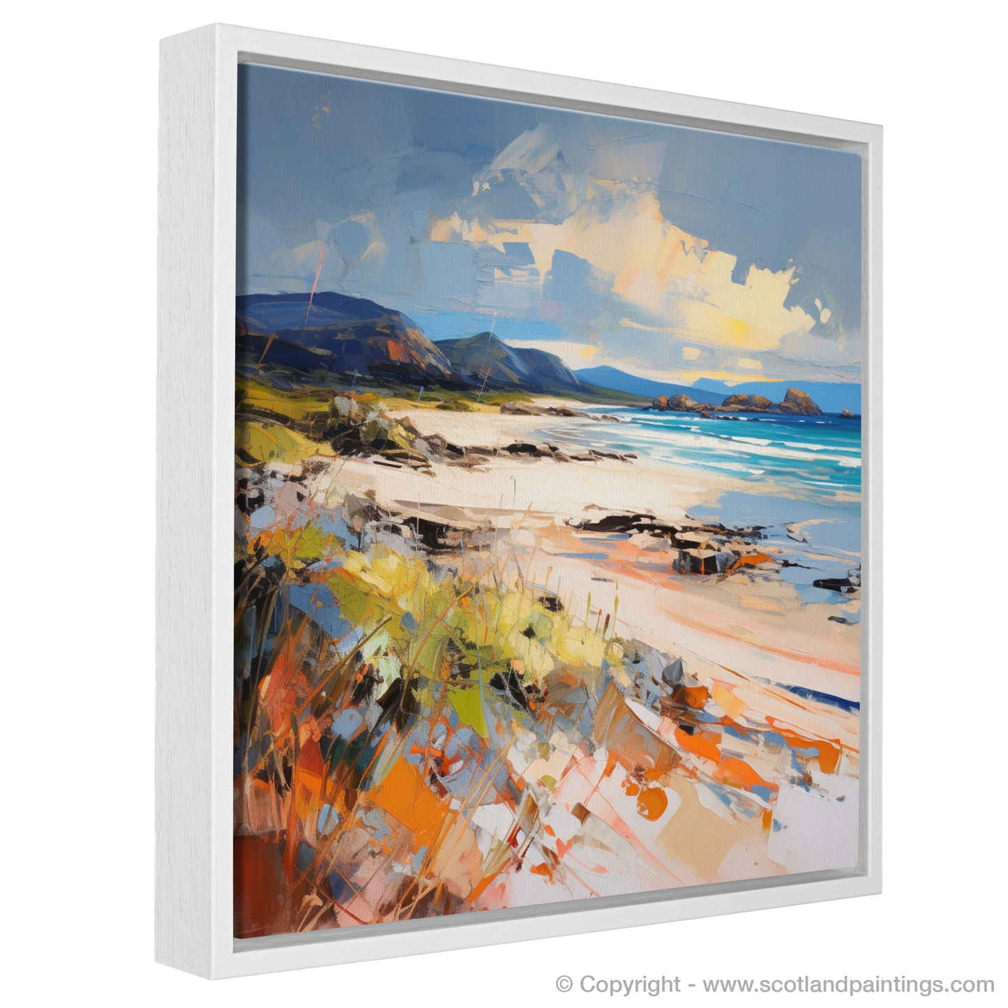 Painting and Art Print of Camusdarach Beach, Arisaig entitled "Camusdarach Beach Emotions: An Expressionist Ode to Scottish Shores".