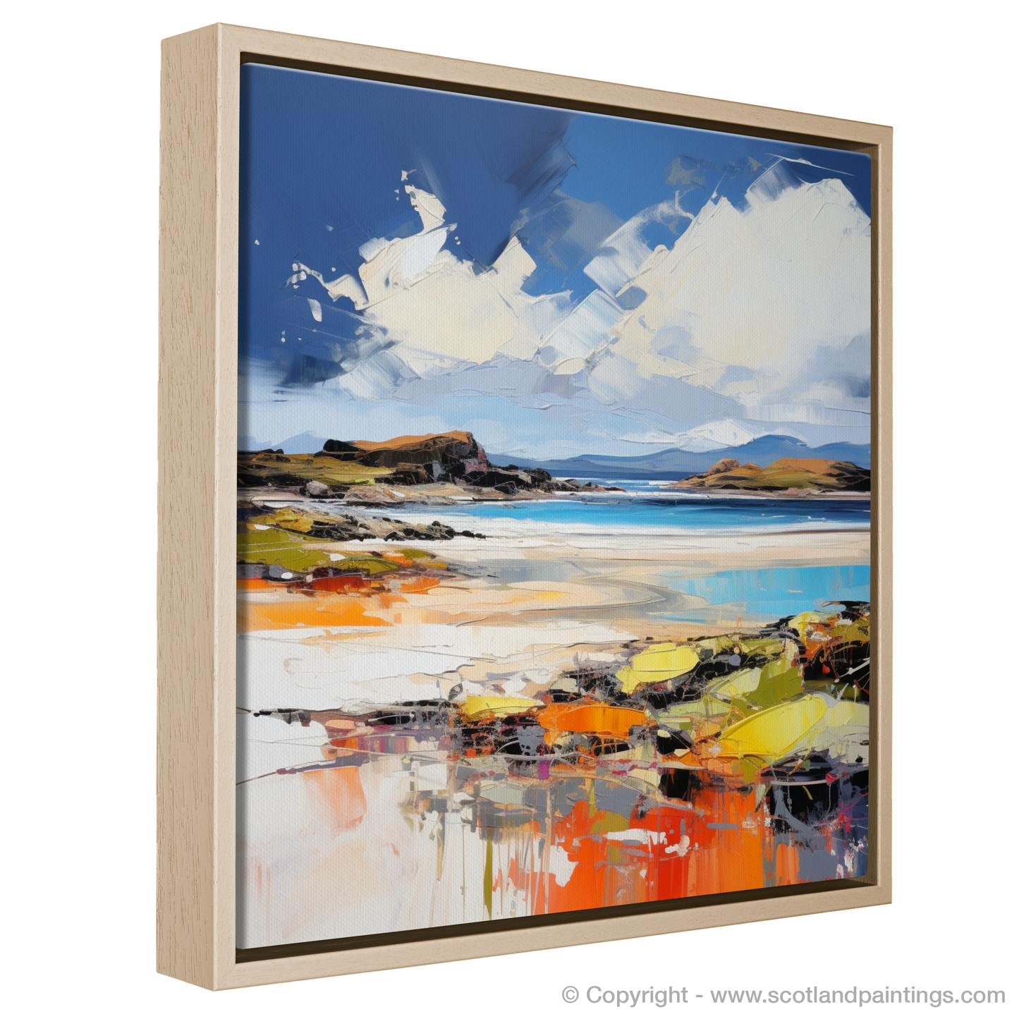 Painting and Art Print of Camusdarach Beach, Arisaig entitled "Camusdarach Beach Reverie: An Expressionist Ode to Scotland's Shores".