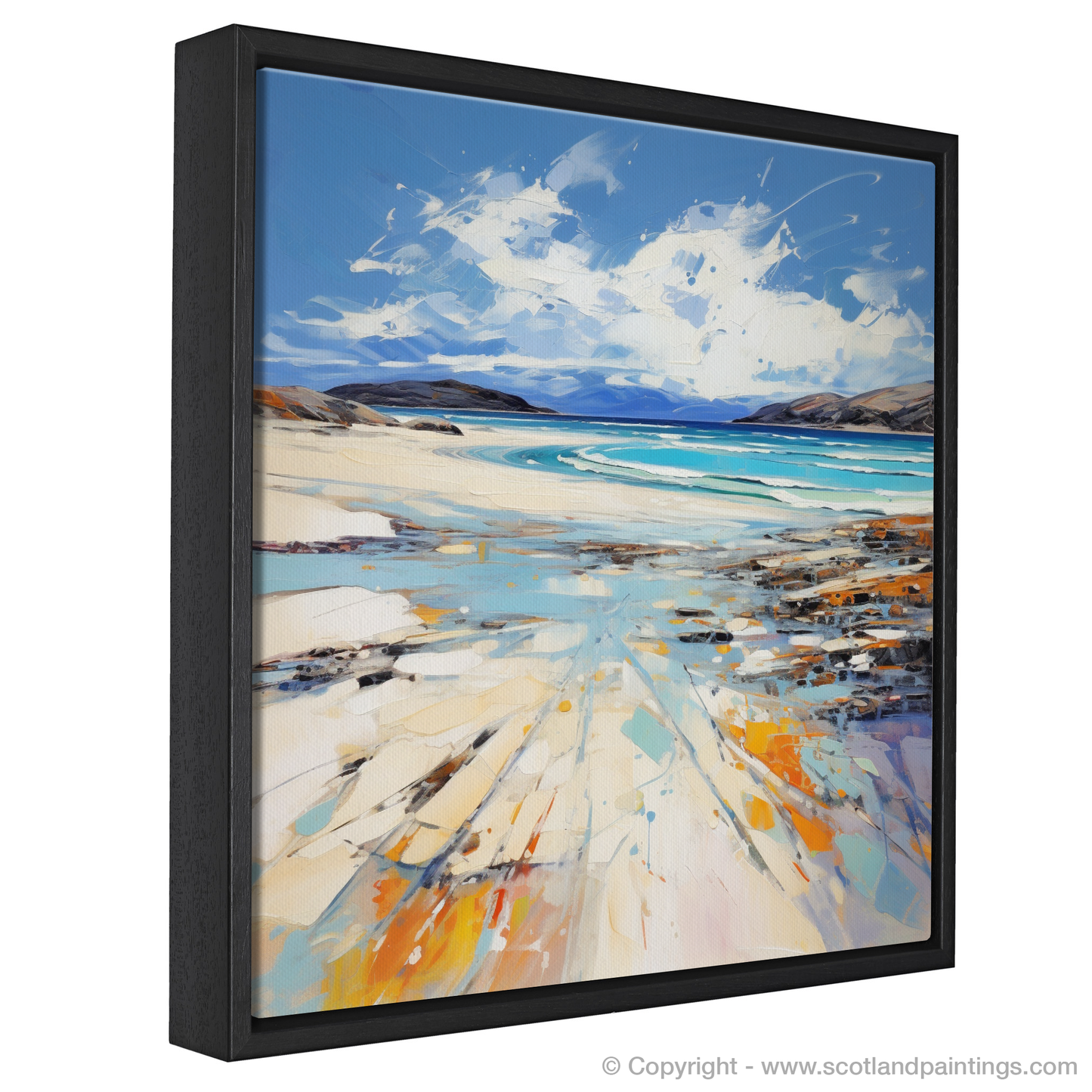 Painting and Art Print of Luskentyre Beach, Isle of Harris entitled "Luskentyre Beach Whispers: An Expressionist Homage to Scotland's Coastal Majesty".