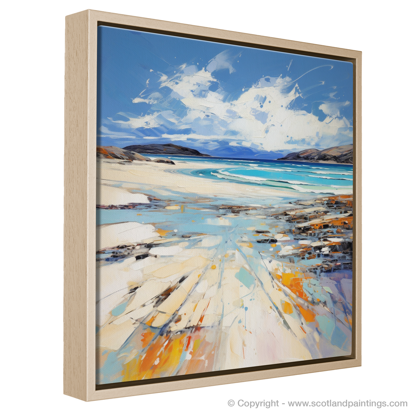 Painting and Art Print of Luskentyre Beach, Isle of Harris entitled "Luskentyre Beach Whispers: An Expressionist Homage to Scotland's Coastal Majesty".