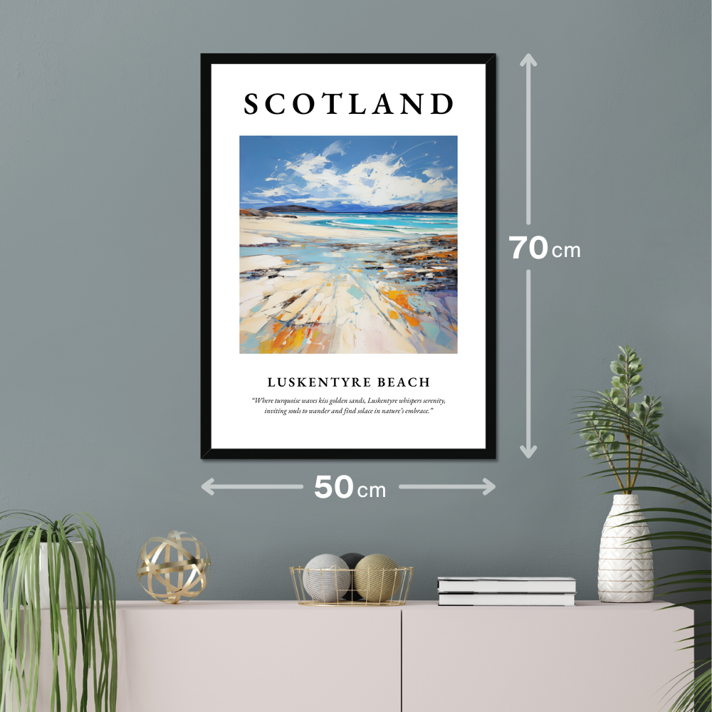 Poster of Luskentyre Beach hanging on a wall