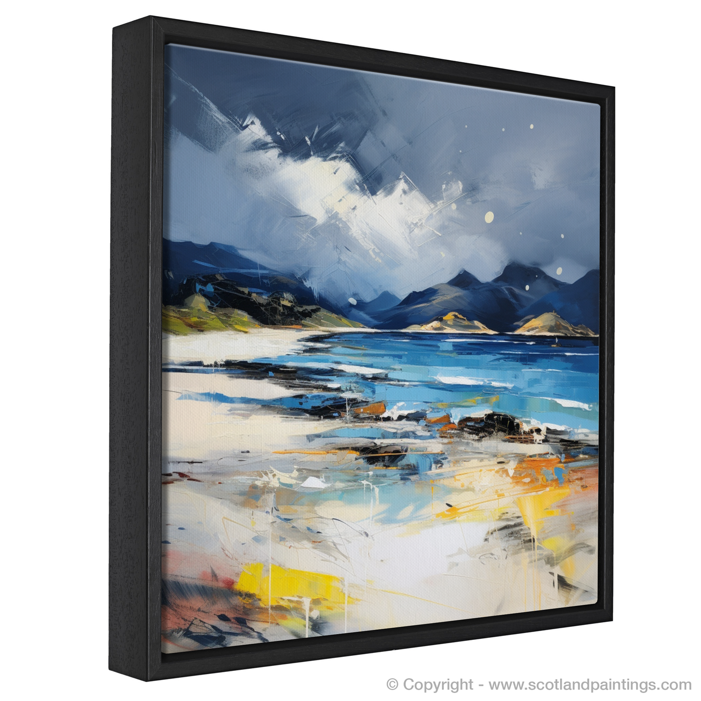 Painting and Art Print of Camusdarach Beach, Arisaig entitled "Camusdarach Rhapsody: An Expressionist Ode to the Scottish Coast".