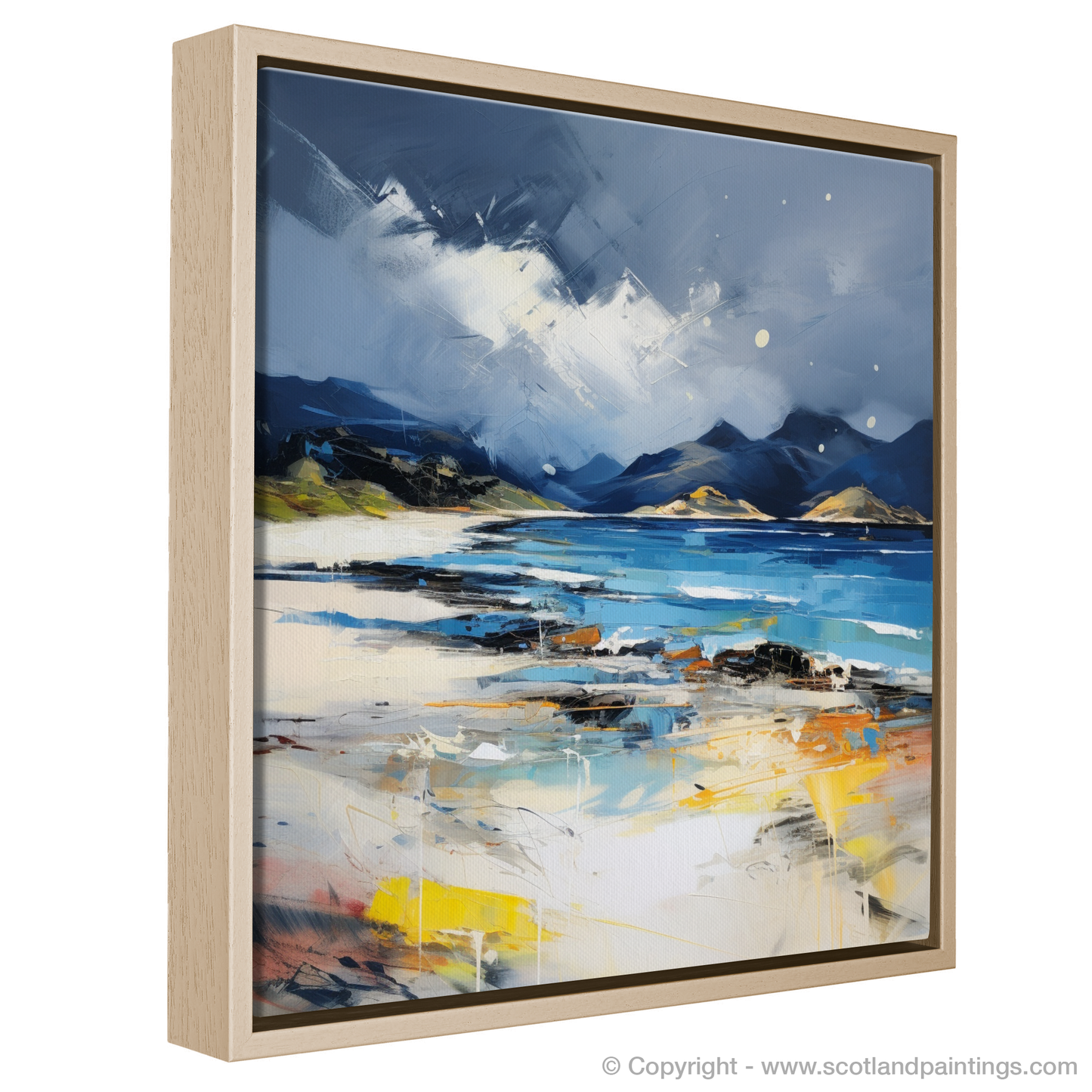 Painting and Art Print of Camusdarach Beach, Arisaig entitled "Camusdarach Rhapsody: An Expressionist Ode to the Scottish Coast".