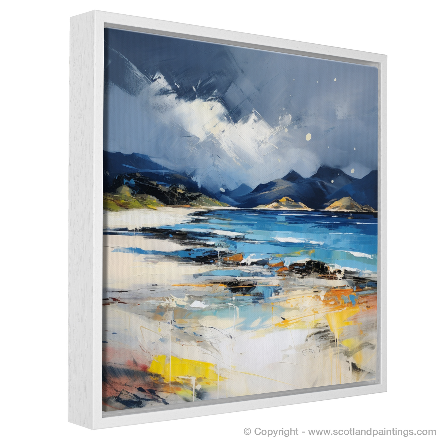 Painting and Art Print of Camusdarach Beach, Arisaig entitled "Camusdarach Rhapsody: An Expressionist Ode to the Scottish Coast".