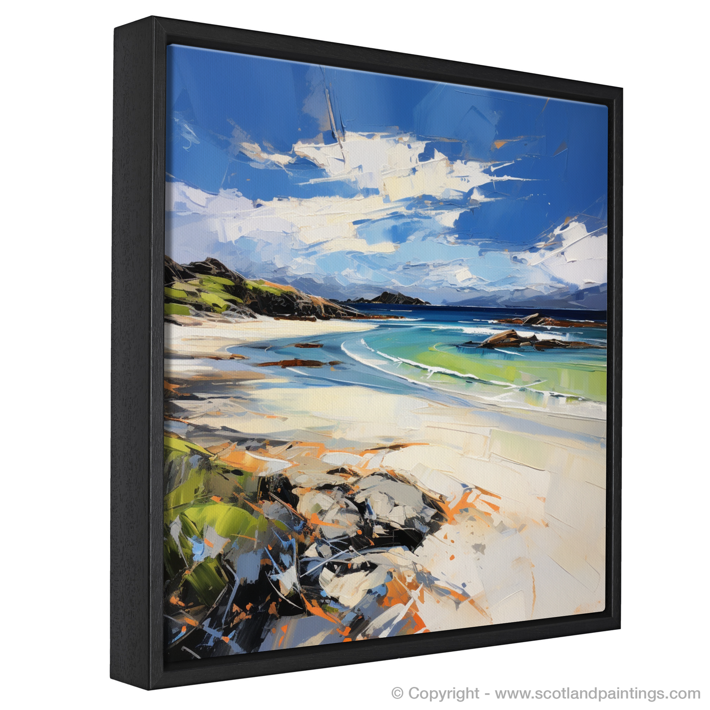 Painting and Art Print of Camusdarach Beach, Arisaig entitled "Camusdarach Beach Reverie: An Expressionist Ode to Scottish Shores".