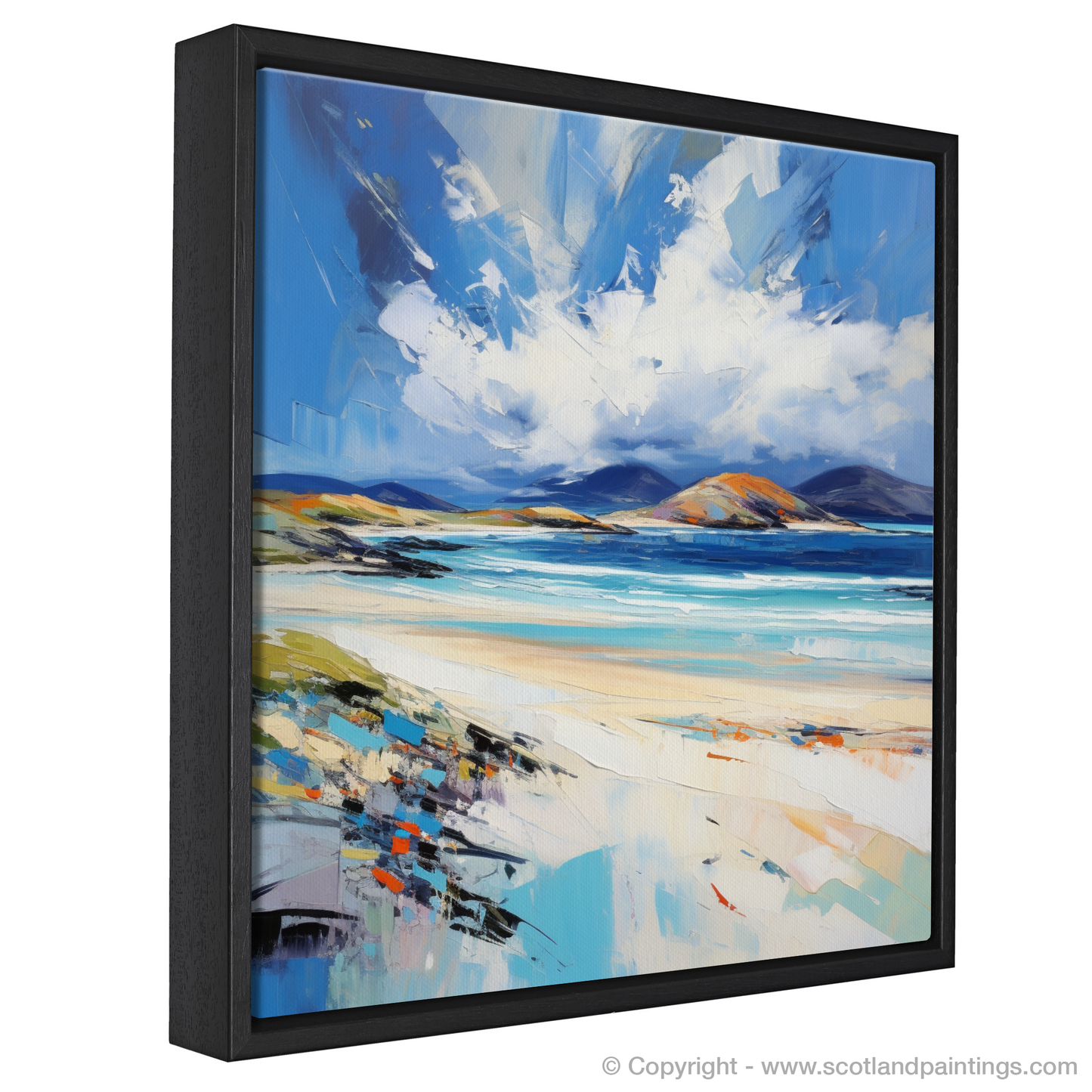 Painting and Art Print of Luskentyre Beach, Isle of Harris entitled "Luskentyre Beach Unleashed: An Expressionist Ode to Scottish Beauty".