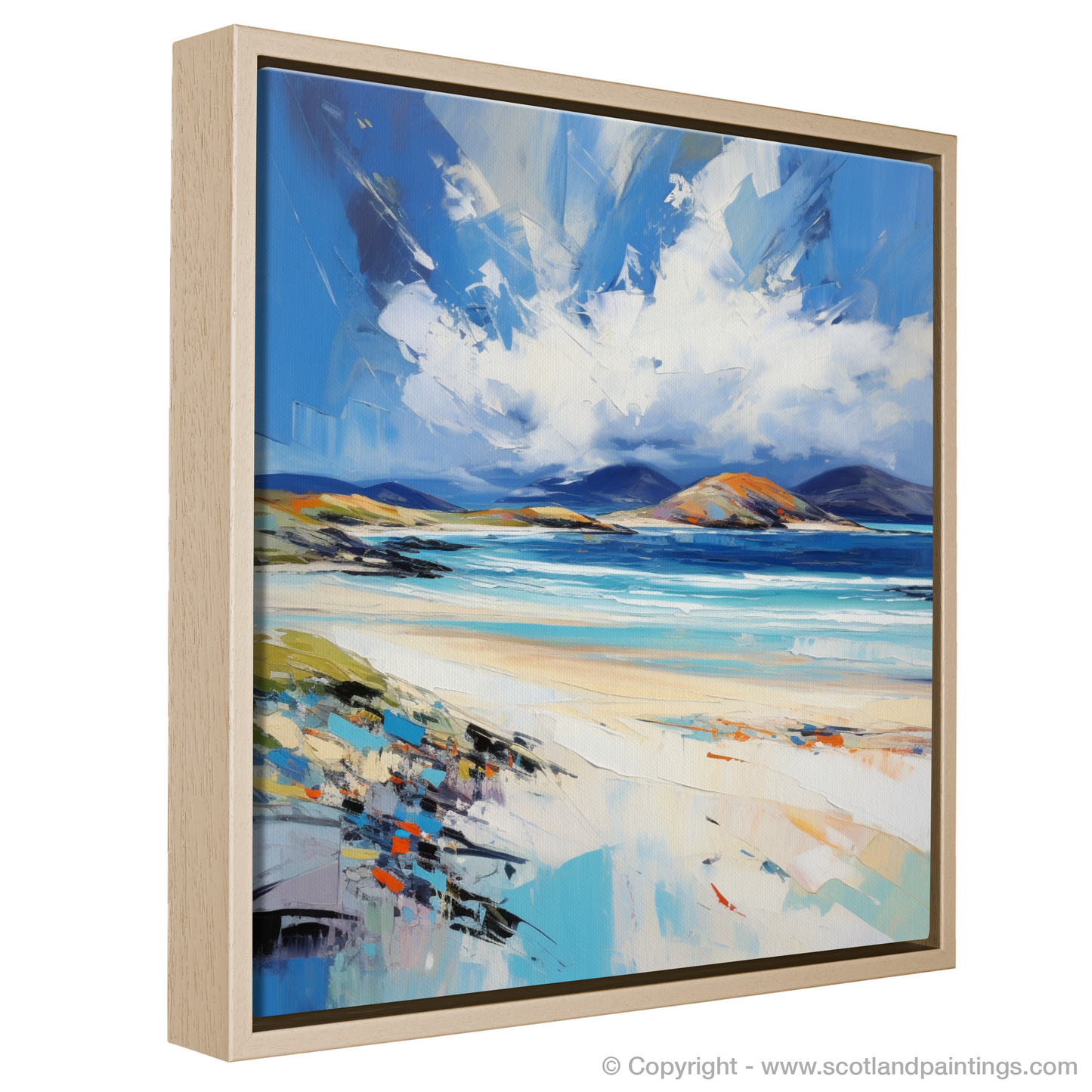 Painting and Art Print of Luskentyre Beach, Isle of Harris entitled "Luskentyre Beach Unleashed: An Expressionist Ode to Scottish Beauty".