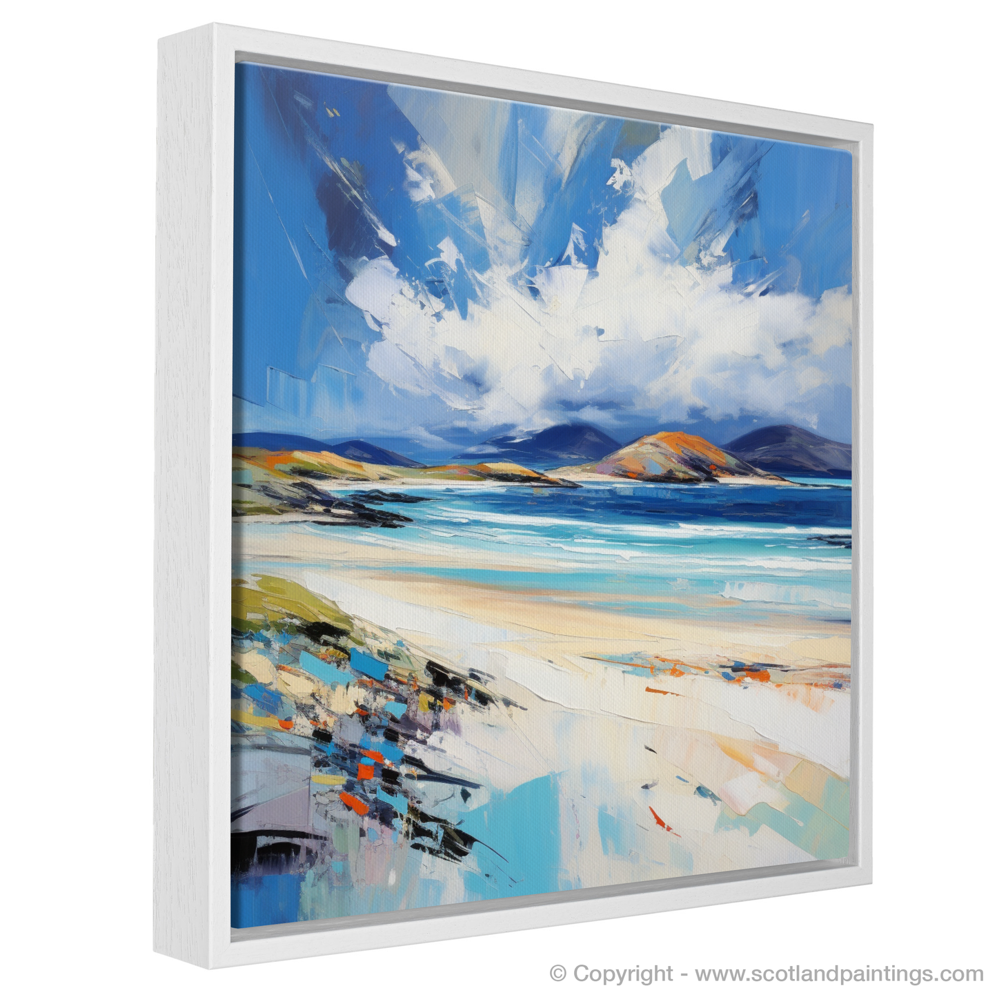 Painting and Art Print of Luskentyre Beach, Isle of Harris entitled "Luskentyre Beach Unleashed: An Expressionist Ode to Scottish Beauty".