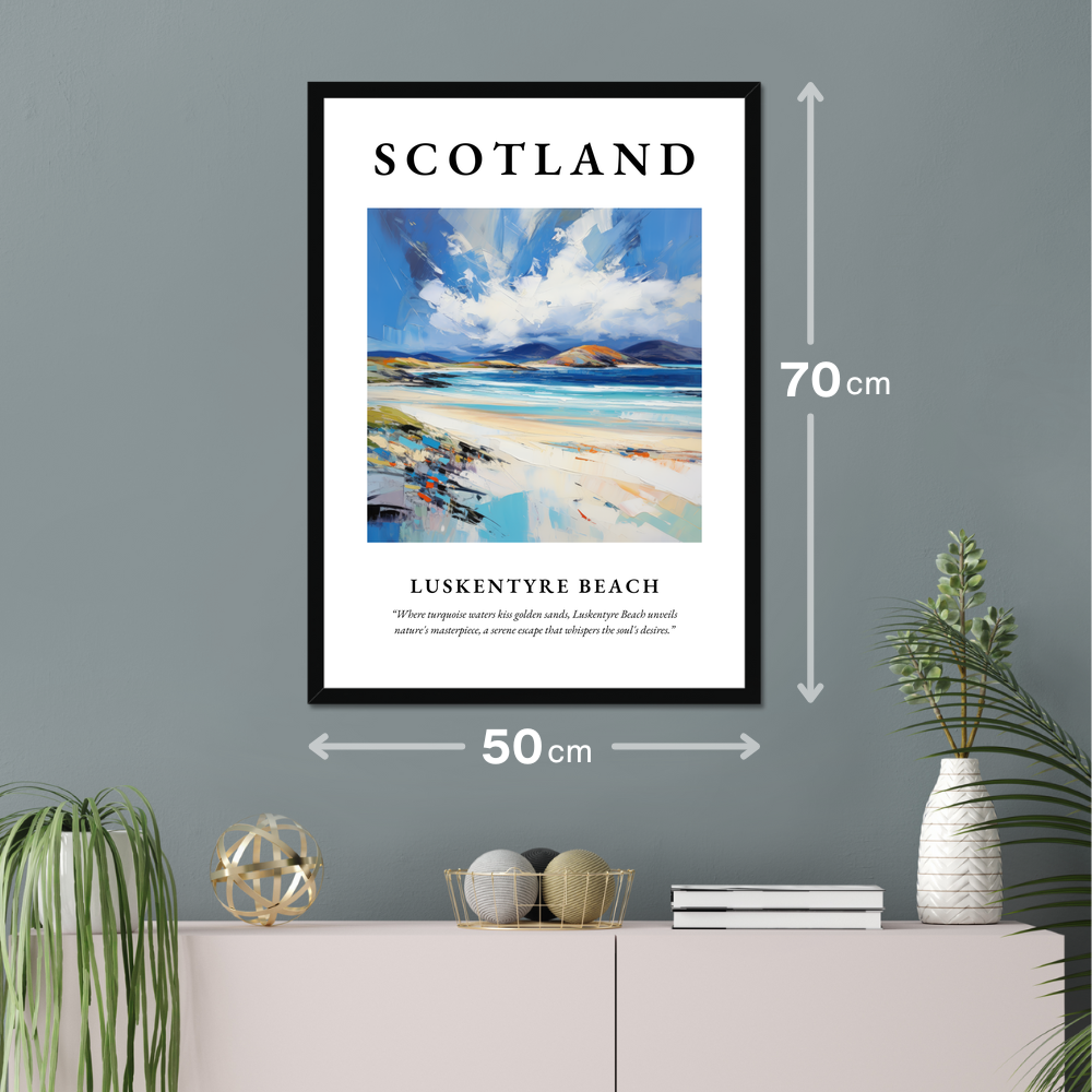 Poster of Luskentyre Beach hanging on a wall