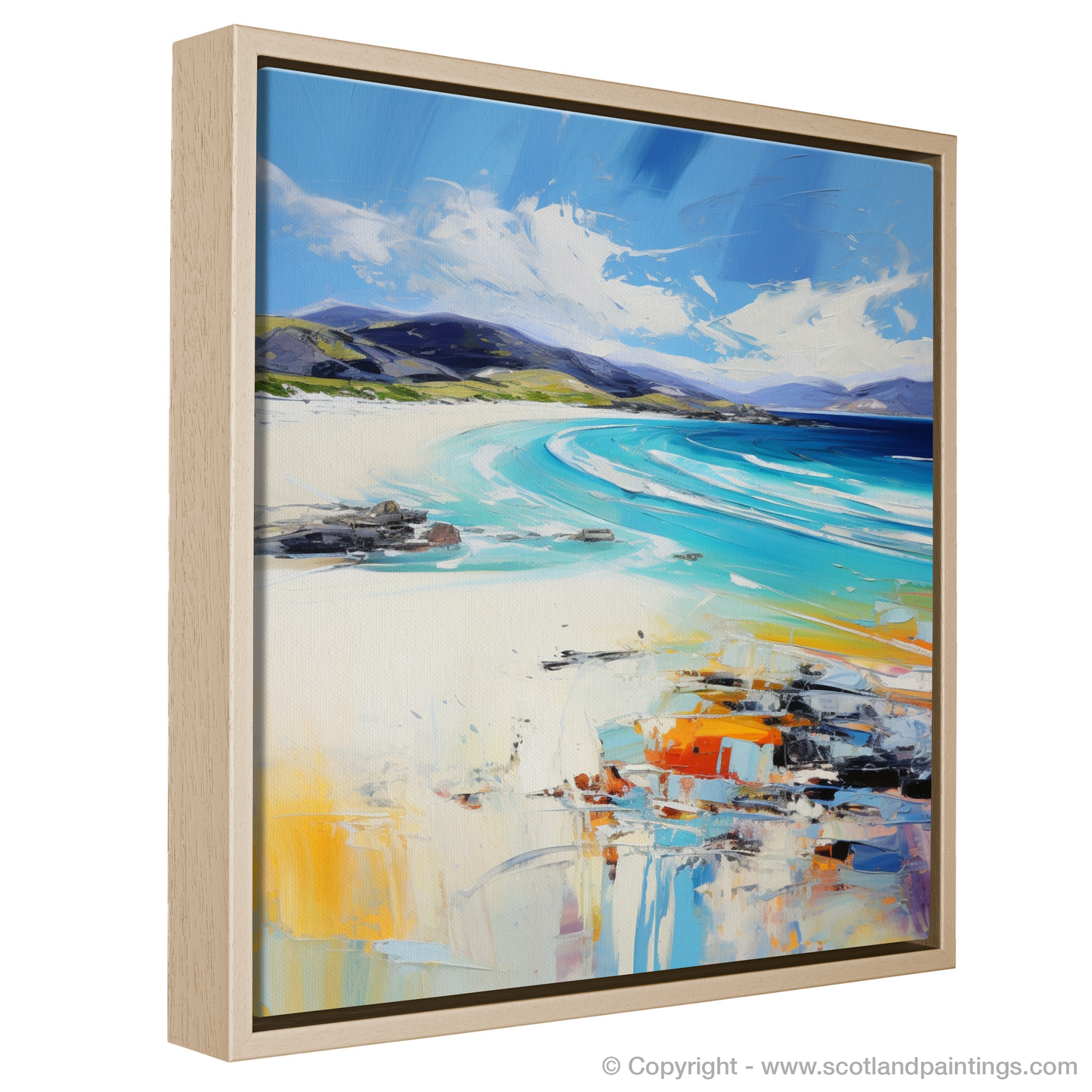 Painting and Art Print of Luskentyre Beach, Isle of Harris entitled "Luskentyre Beach Embrace: An Expressionist Ode to Scottish Shores".