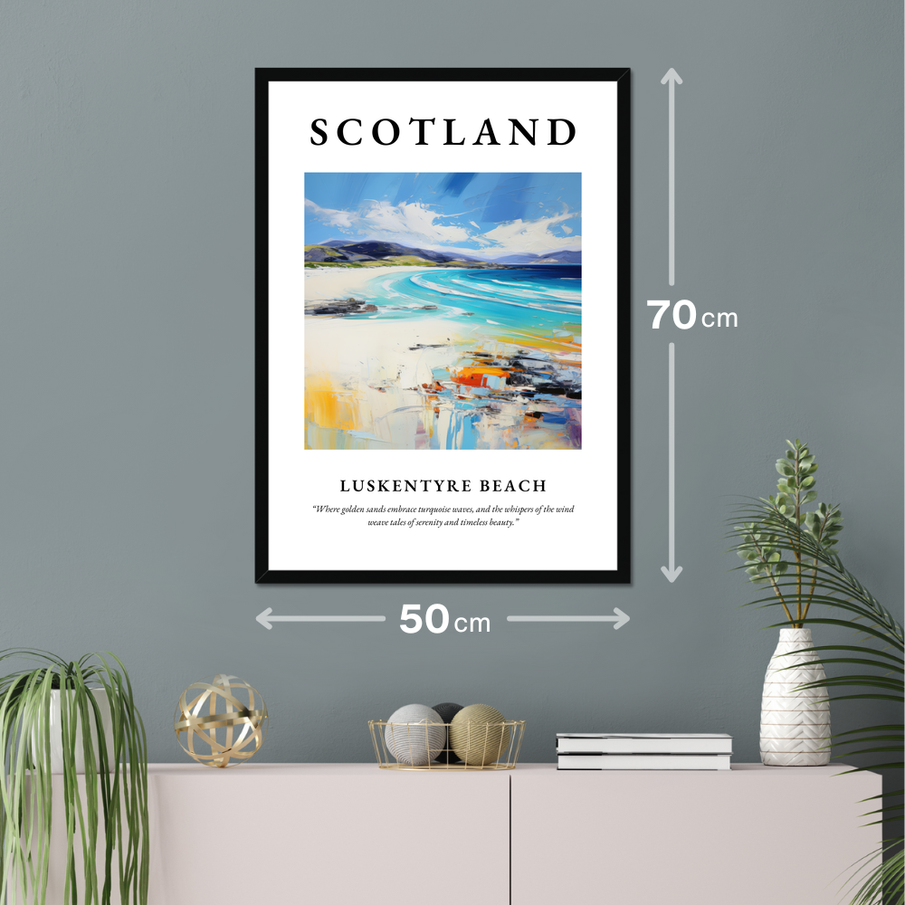 Poster of Luskentyre Beach hanging on a wall