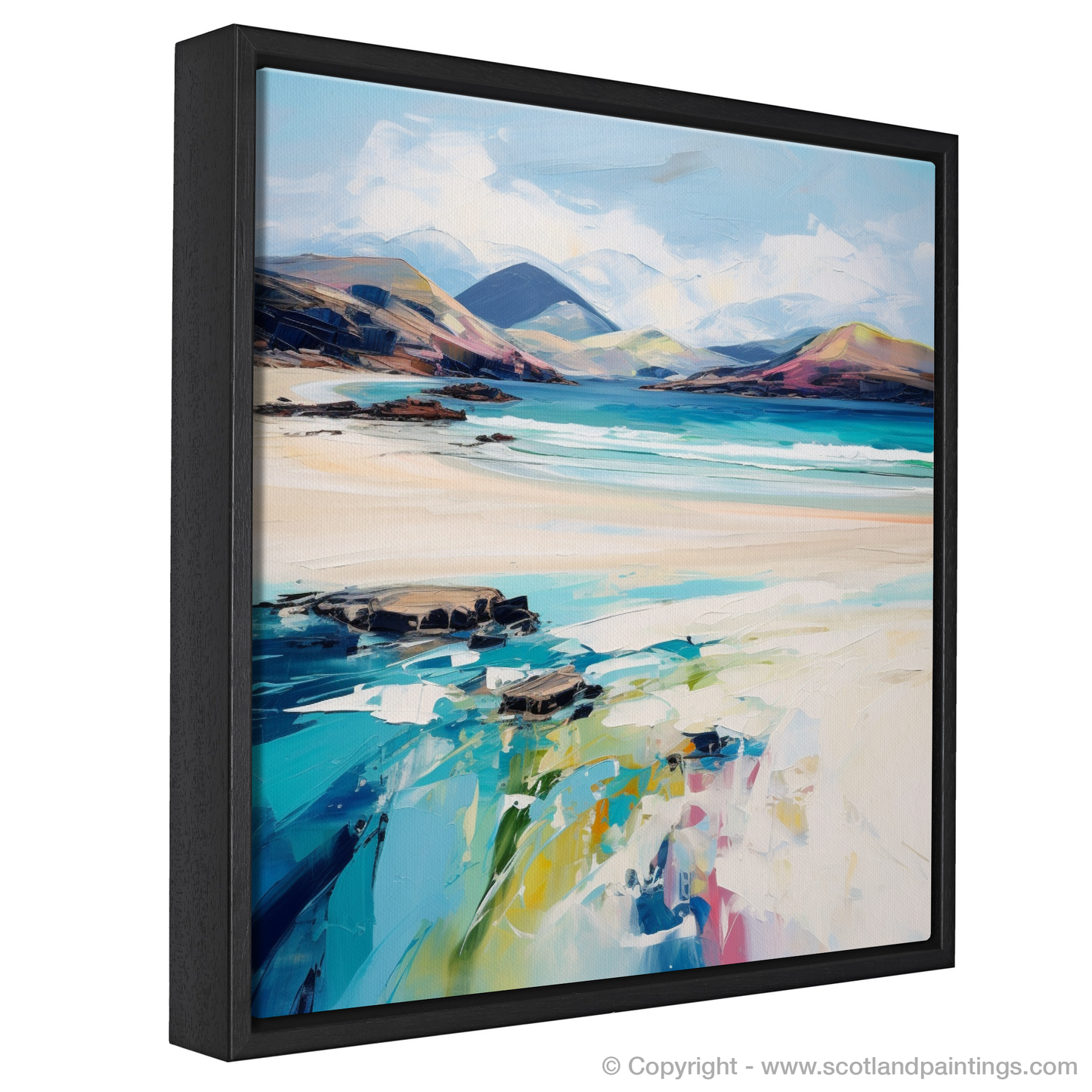 Painting and Art Print of Luskentyre Beach, Isle of Harris entitled "Luskentyre Shores: An Expressionist Ode to Scottish Coastal Beauty".