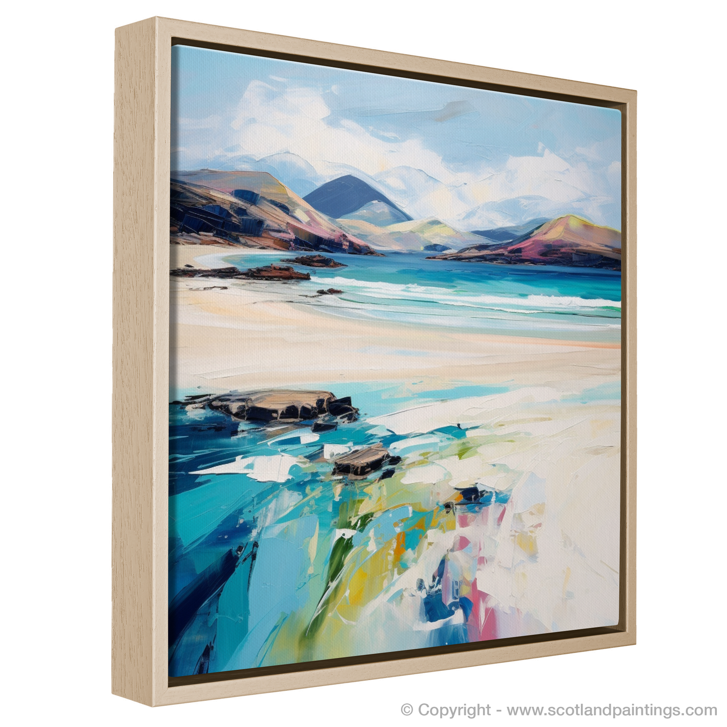 Painting and Art Print of Luskentyre Beach, Isle of Harris entitled "Luskentyre Shores: An Expressionist Ode to Scottish Coastal Beauty".