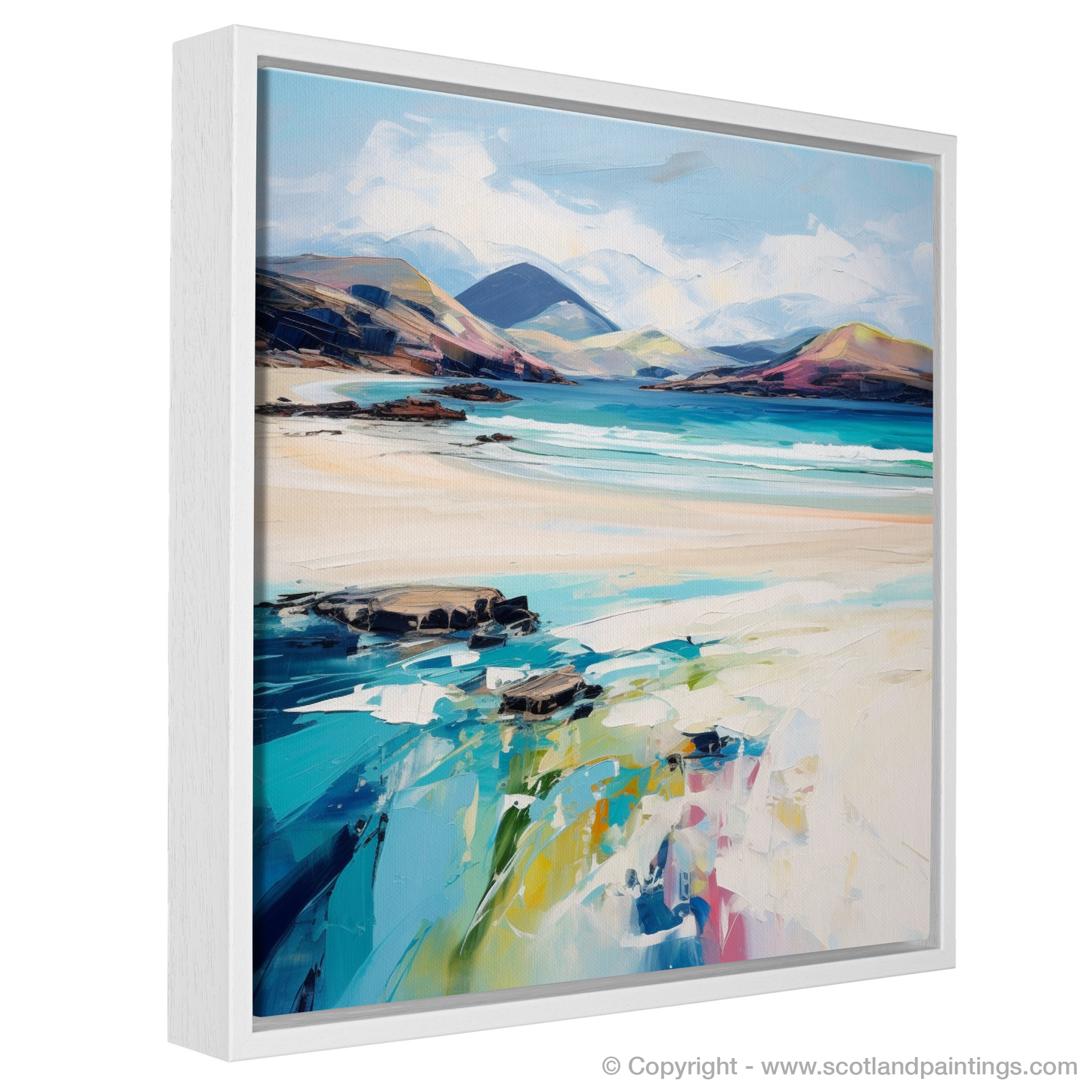 Painting and Art Print of Luskentyre Beach, Isle of Harris entitled "Luskentyre Shores: An Expressionist Ode to Scottish Coastal Beauty".