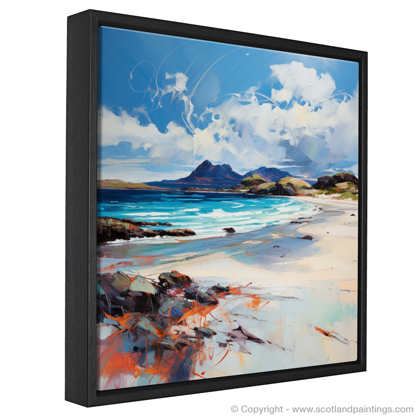 Painting and Art Print of Camusdarach Beach, Arisaig entitled "Wild Scottish Coast: Camusdarach Beach Expressionist Art".