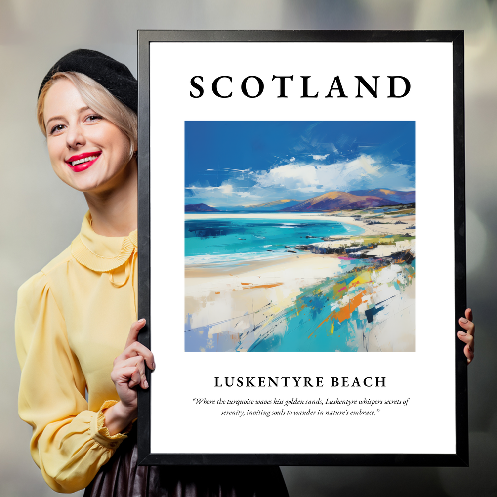 Person holding a poster of Luskentyre Beach