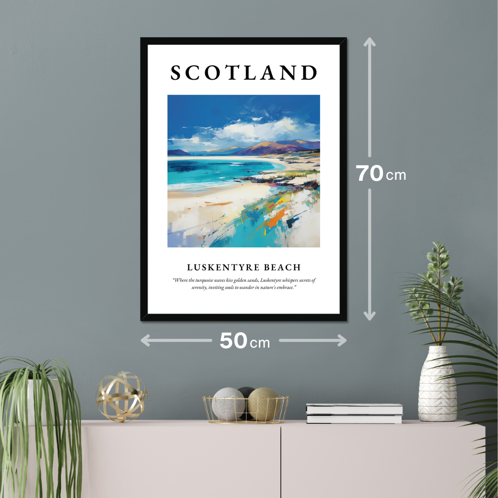 Poster of Luskentyre Beach hanging on a wall