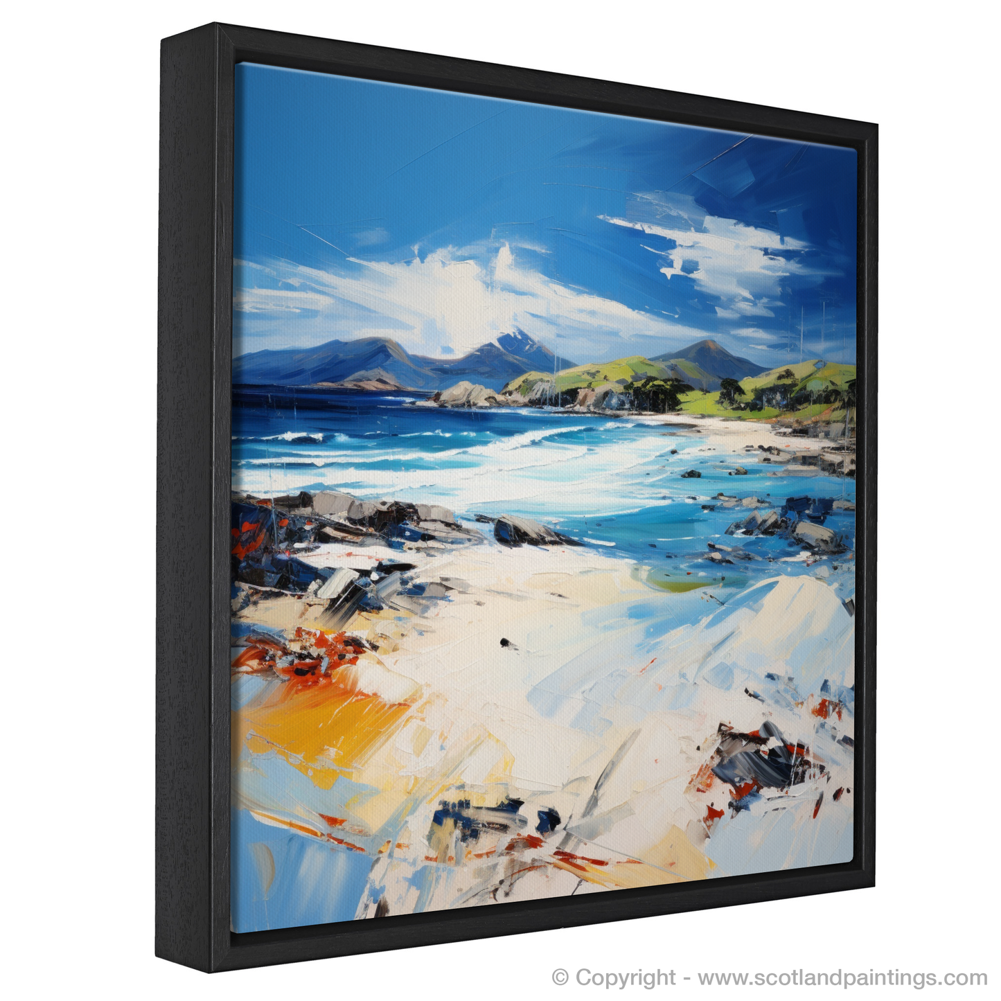 Painting and Art Print of Camusdarach Beach, Arisaig entitled "Camusdarach Beach: An Expressionist Ode to Scottish Beauty".