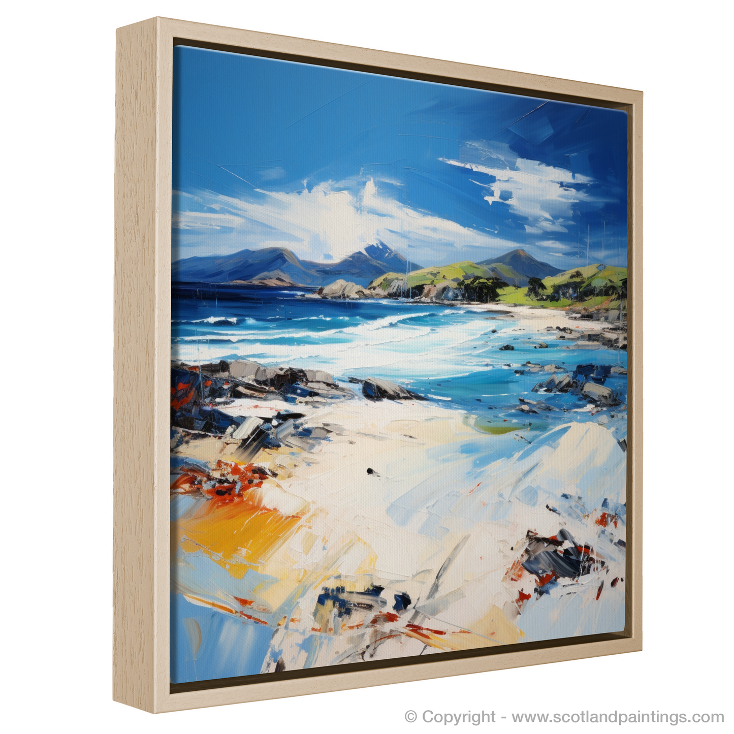 Painting and Art Print of Camusdarach Beach, Arisaig entitled "Camusdarach Beach: An Expressionist Ode to Scottish Beauty".