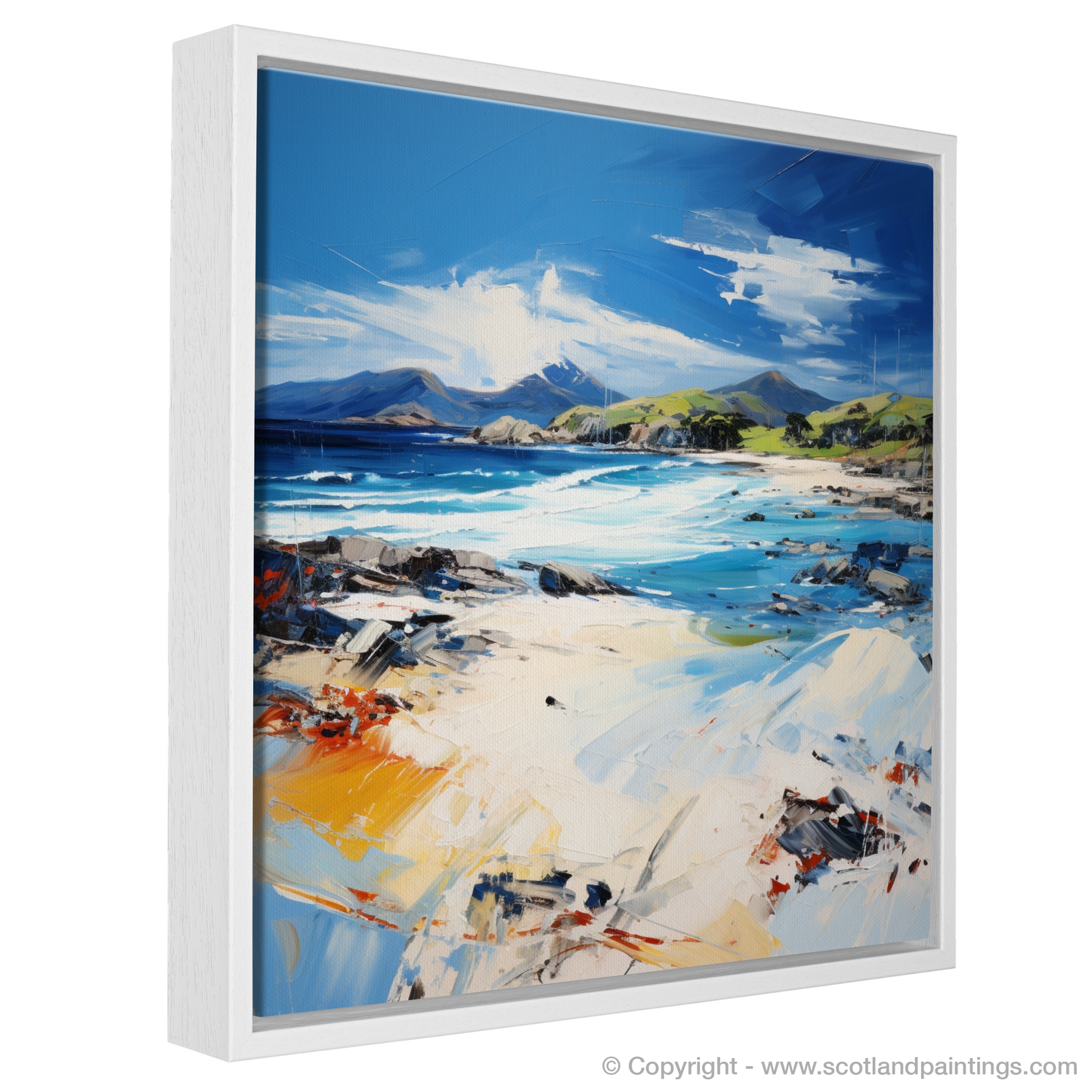 Painting and Art Print of Camusdarach Beach, Arisaig entitled "Camusdarach Beach: An Expressionist Ode to Scottish Beauty".