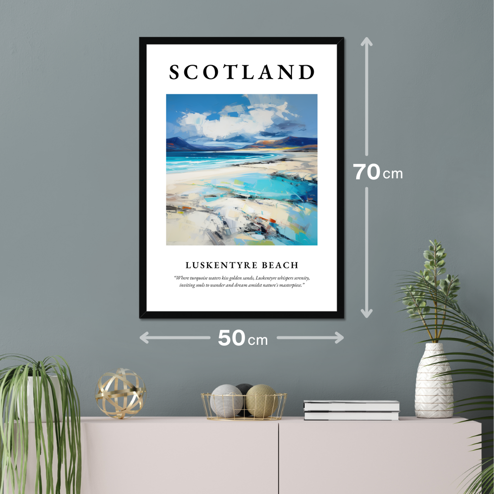 Poster of Luskentyre Beach hanging on a wall